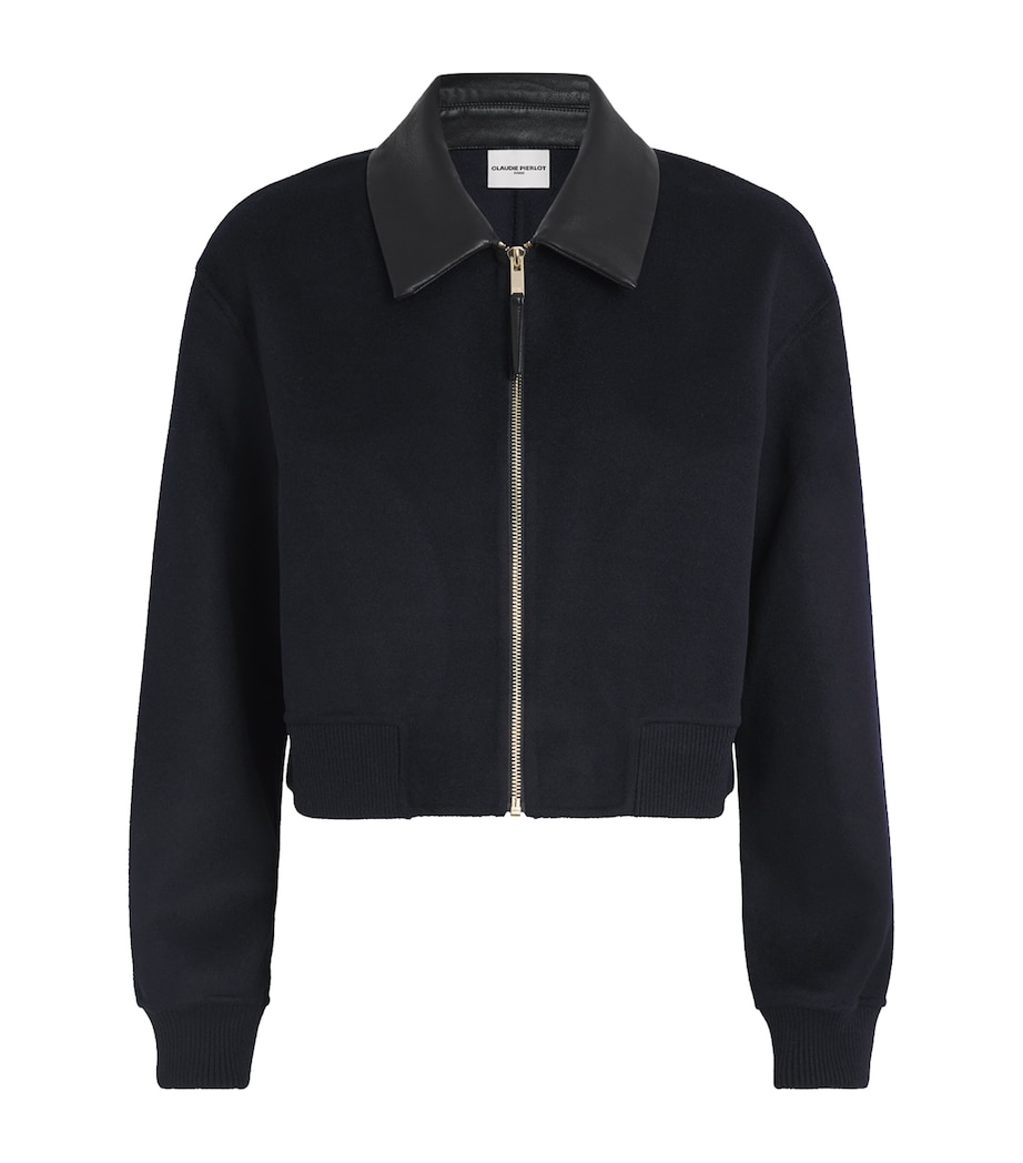 Wool-Blend Collared Jacket NAVY Image 1