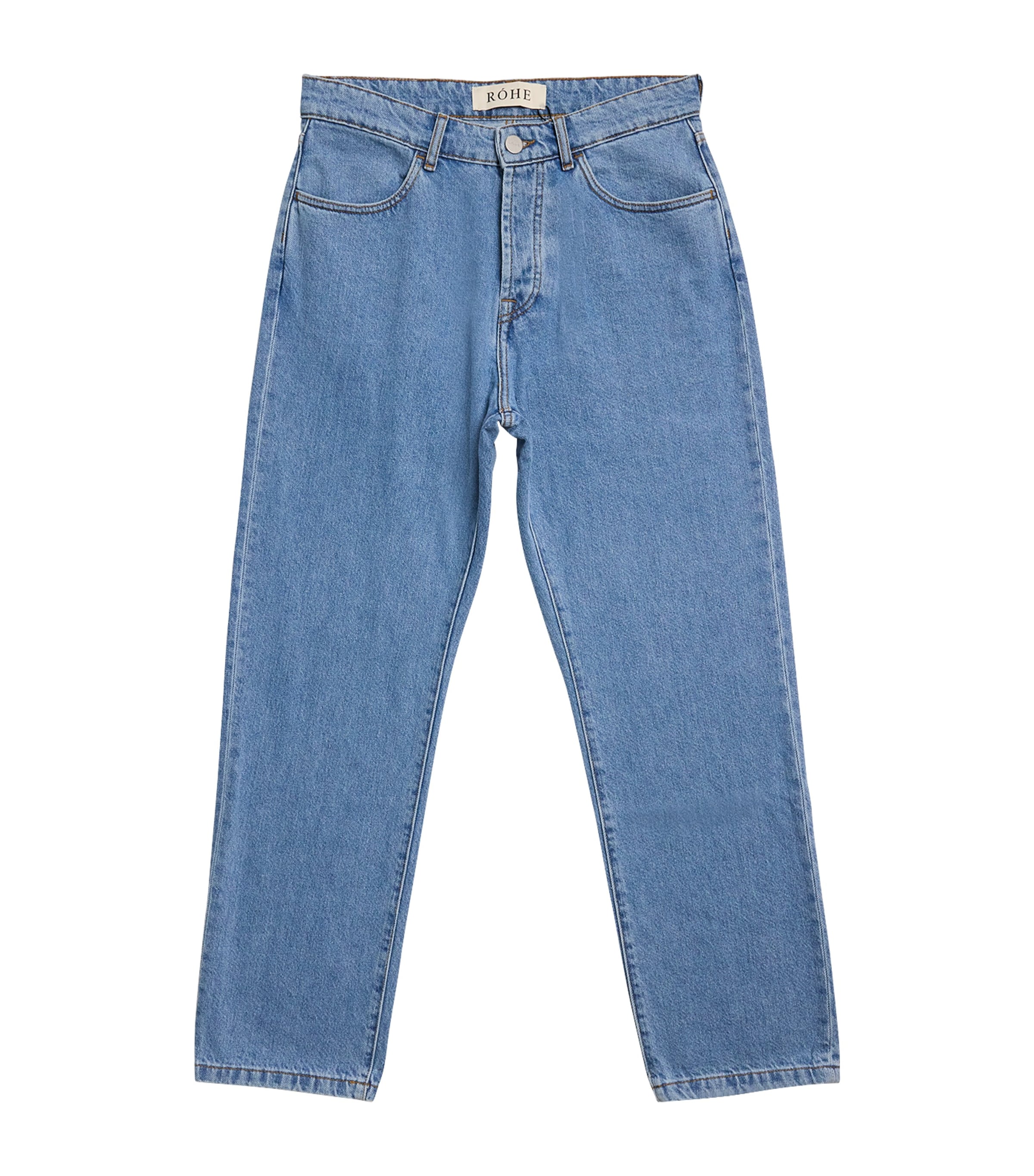 Róhe Mens Cotton Straight Leg Jeans Denim Blue Image 1