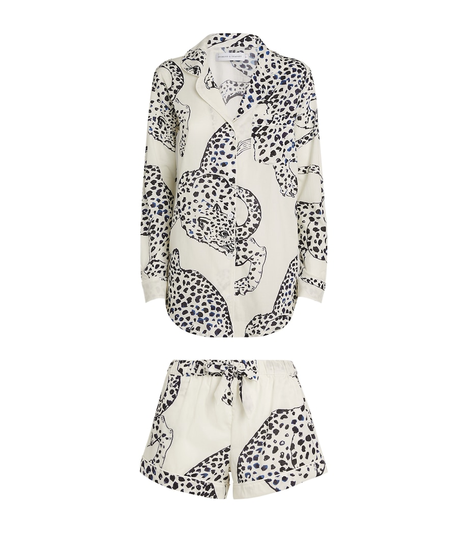 Desmond & Dempsey Womens Jaguar Print Pyjama Set Cream Image 1