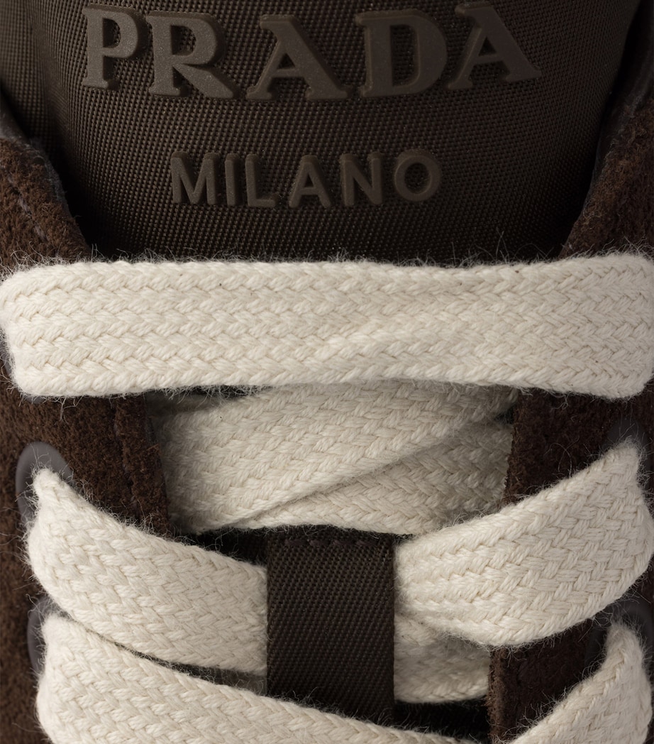 Prada Womens Suede and Re-Nylon Downtown Bold Sneakers Brown Image 5