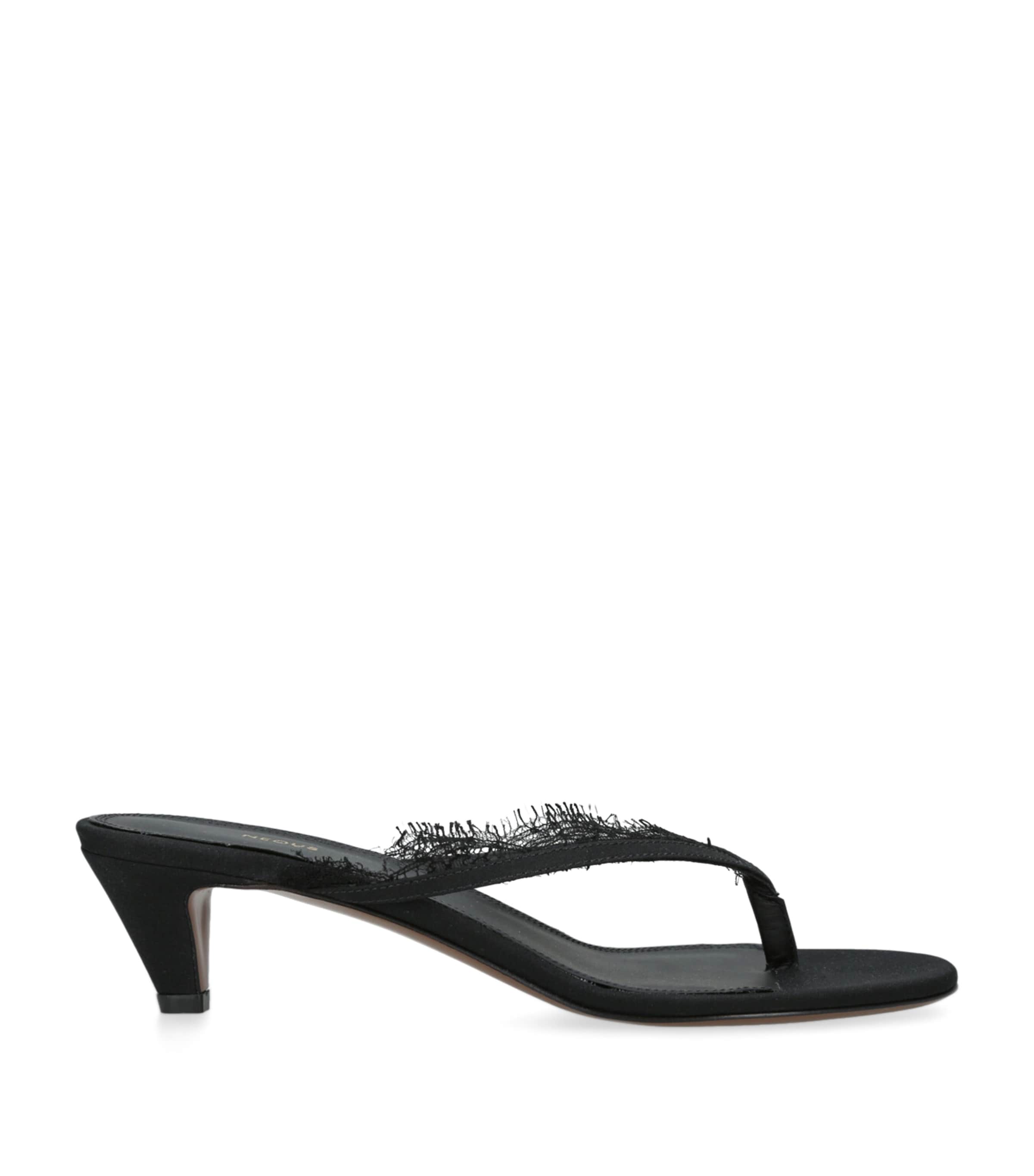 Lace-Trim Kalliope Sandals 40 BLACK Image 1