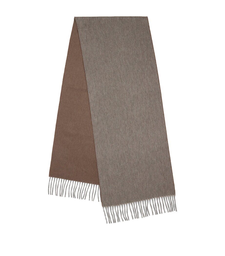 Begg x Co Cashmere Reversible Arran Scarf Flannel Mink Image 1