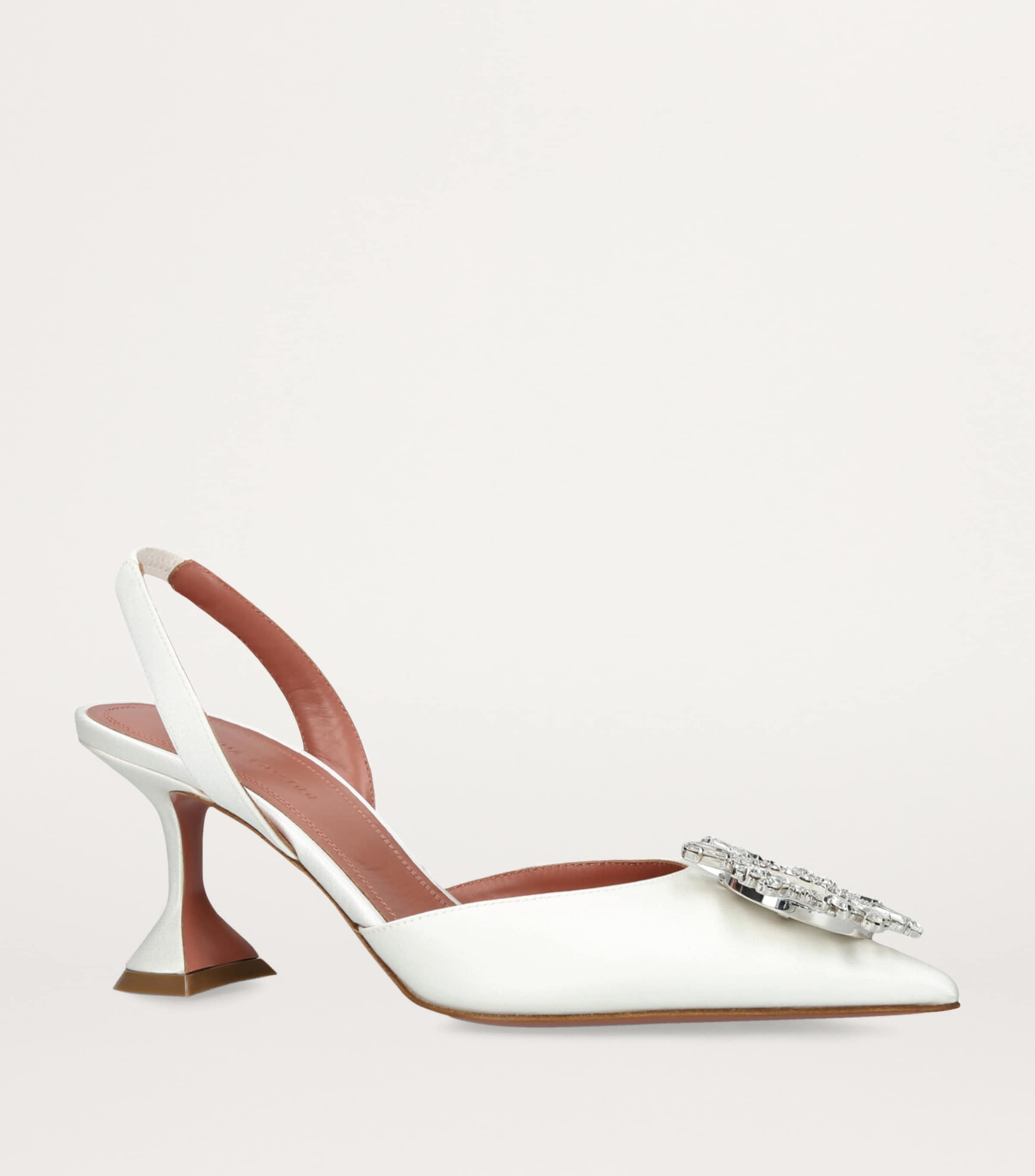 Satin Begum Slingback Pumps 70 WHITE Image 3