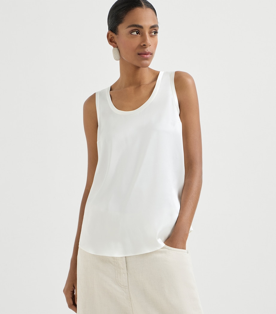 Brunello Cucinelli Womens Stretch-Silk Satin Reversible Tank Top Image 3