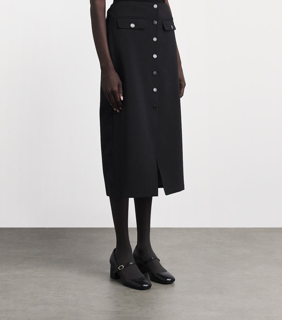 Claudie Pierlot Womens Button-Front Midi Skirt Black Image 4