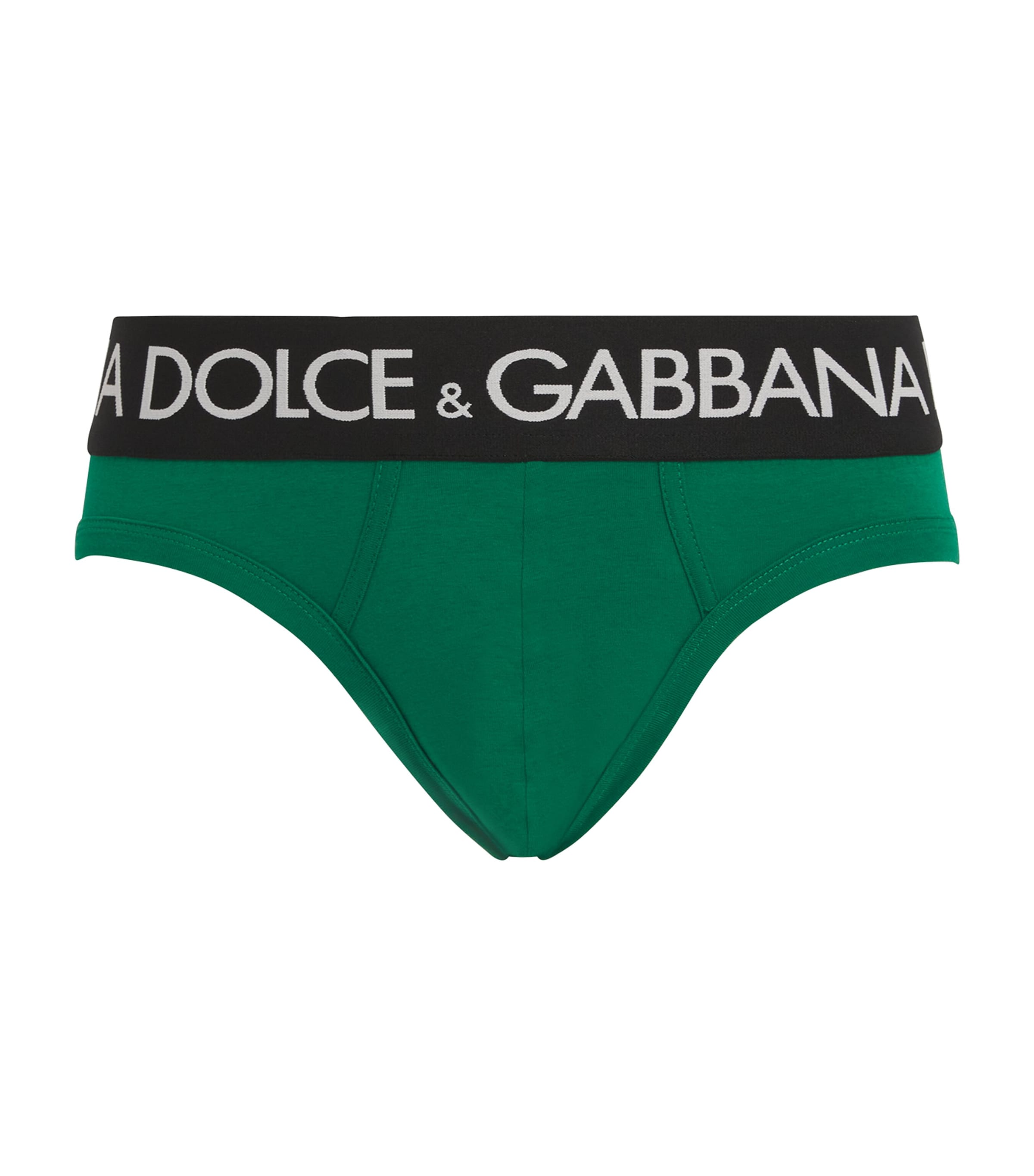 Dolce & Gabbana Stretch-cotton Logo Briefs In Green