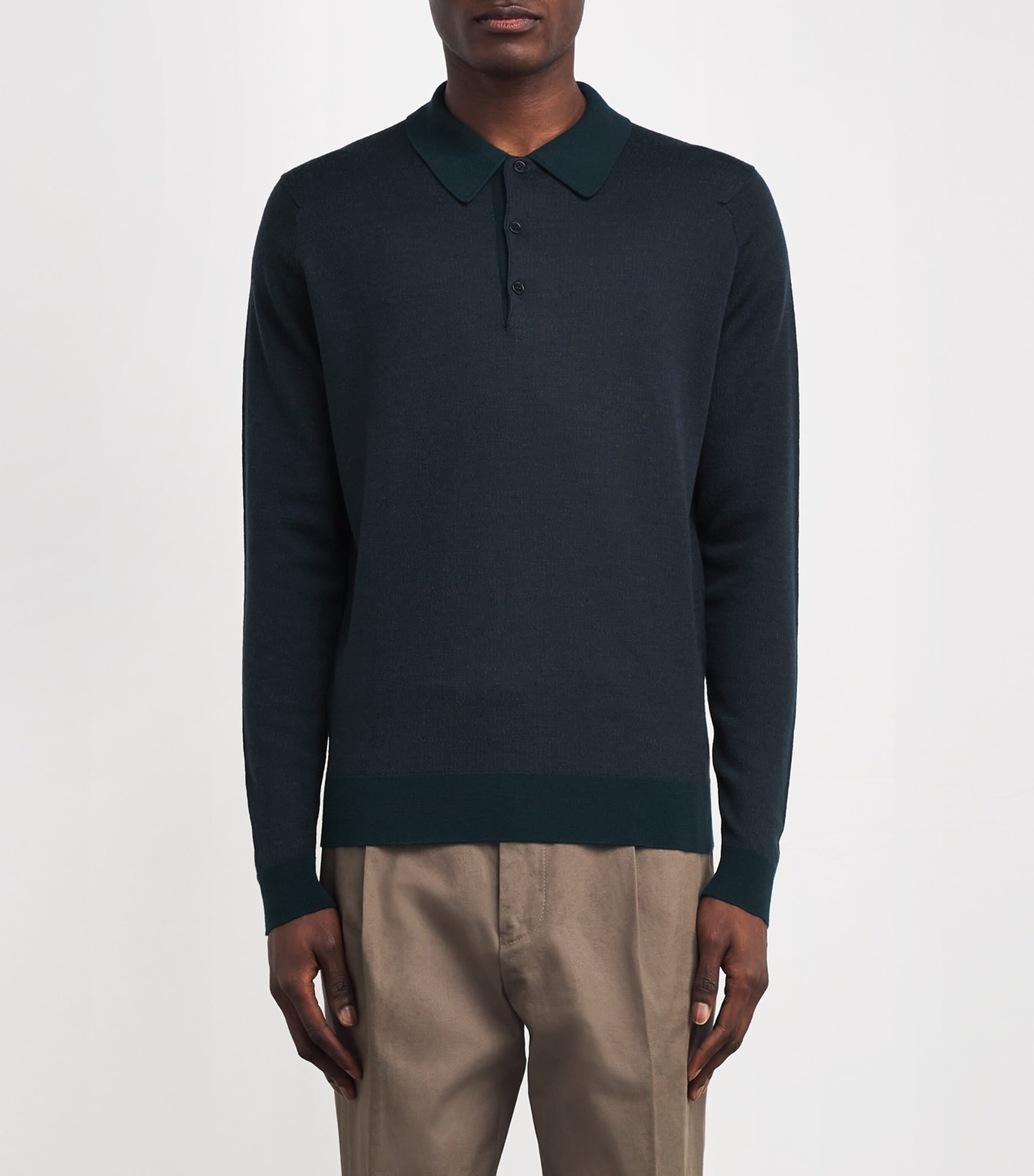 Extra Fine Merino Herbie Long-Sleeve Polo Shirt RICHARDSON GREEN Image 3