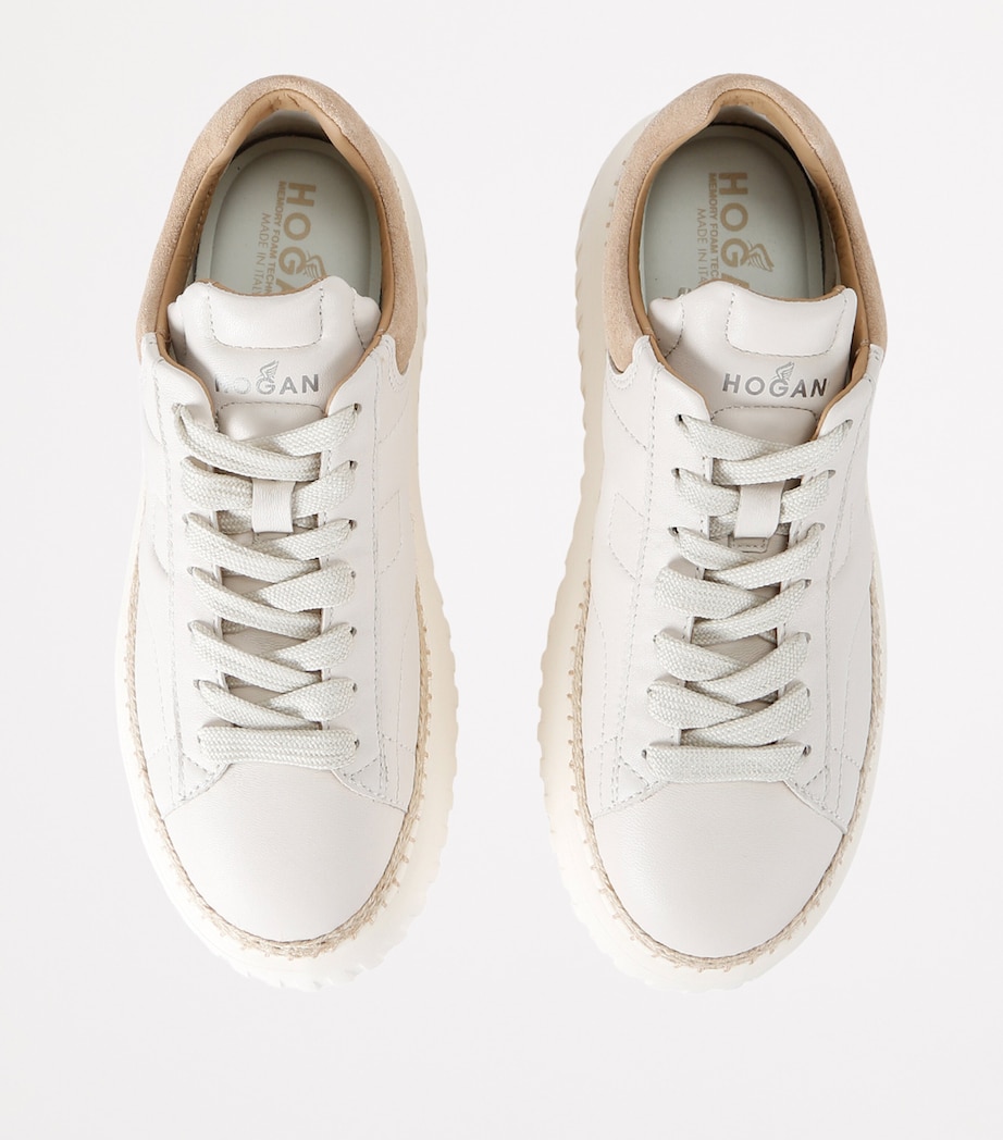 Hogan Leather H-Stripes Platform Sneakers White/comb Image 4