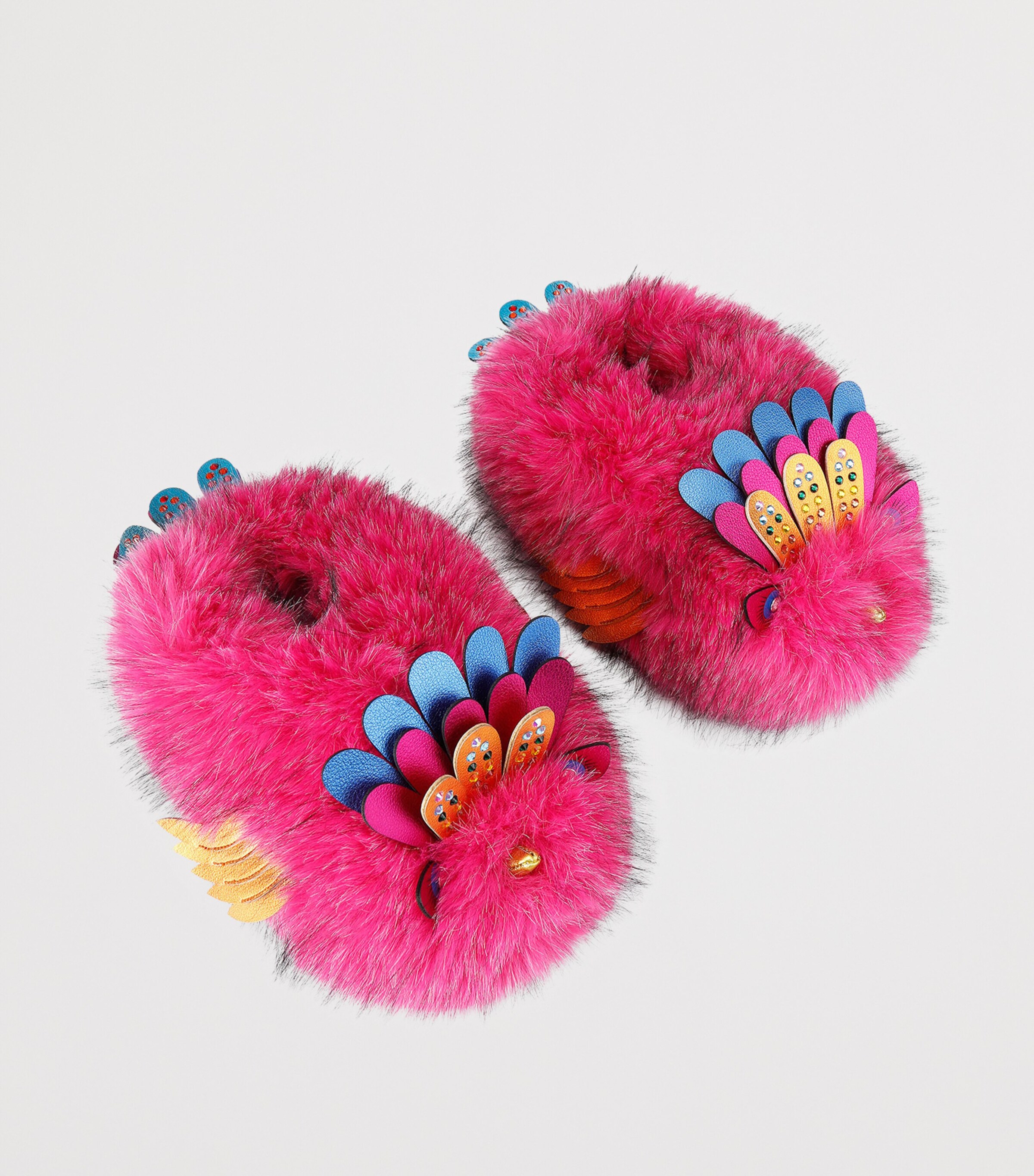 Kurt Geiger London Eagle Fluff Slippers Fushia Cmb Image 2