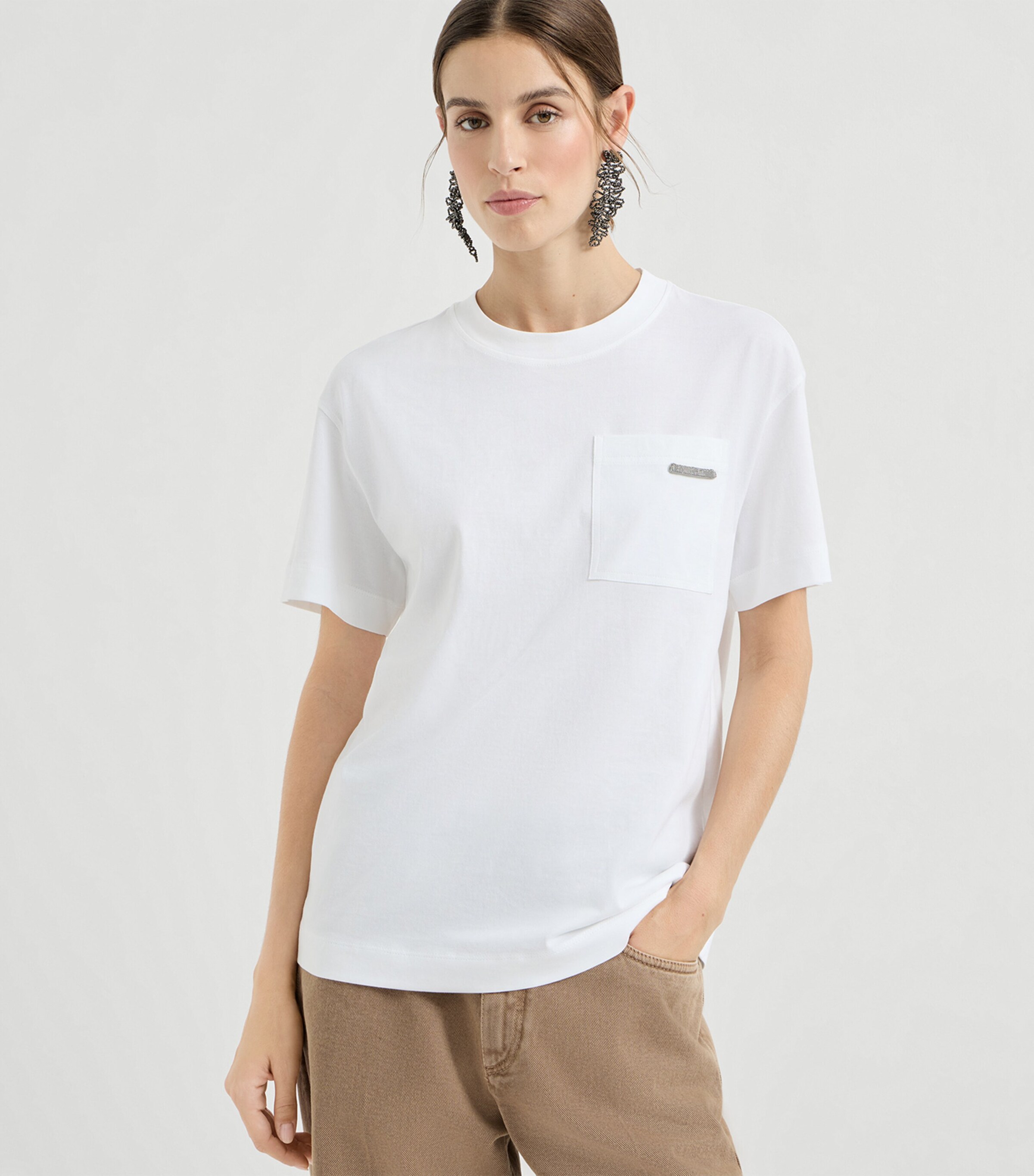 Cotton Monili-Trim T-Shirt C6159 Image 3