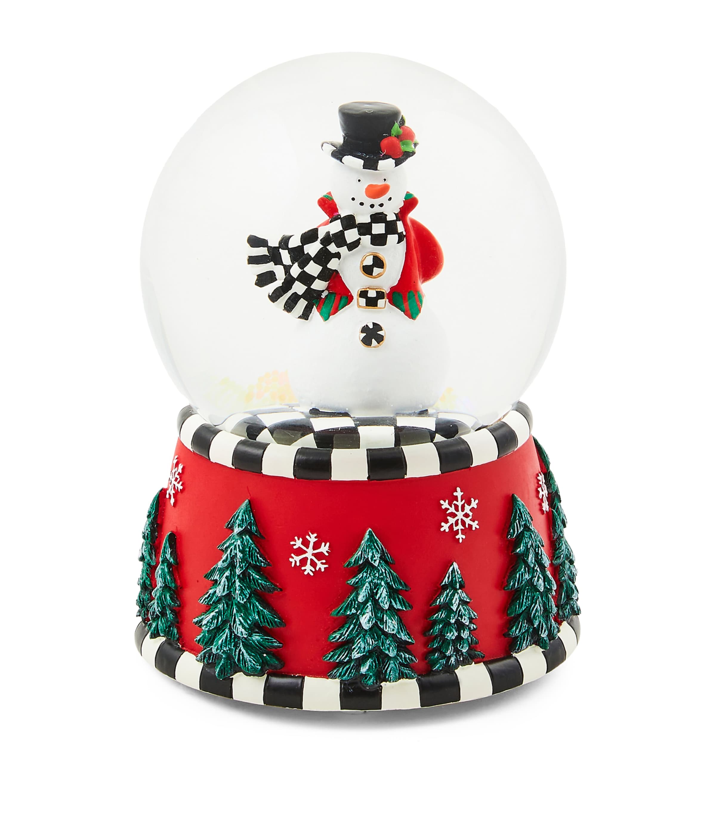 Shop Mackenzie-childs Courtly Check Snowman Snowglobe In Black