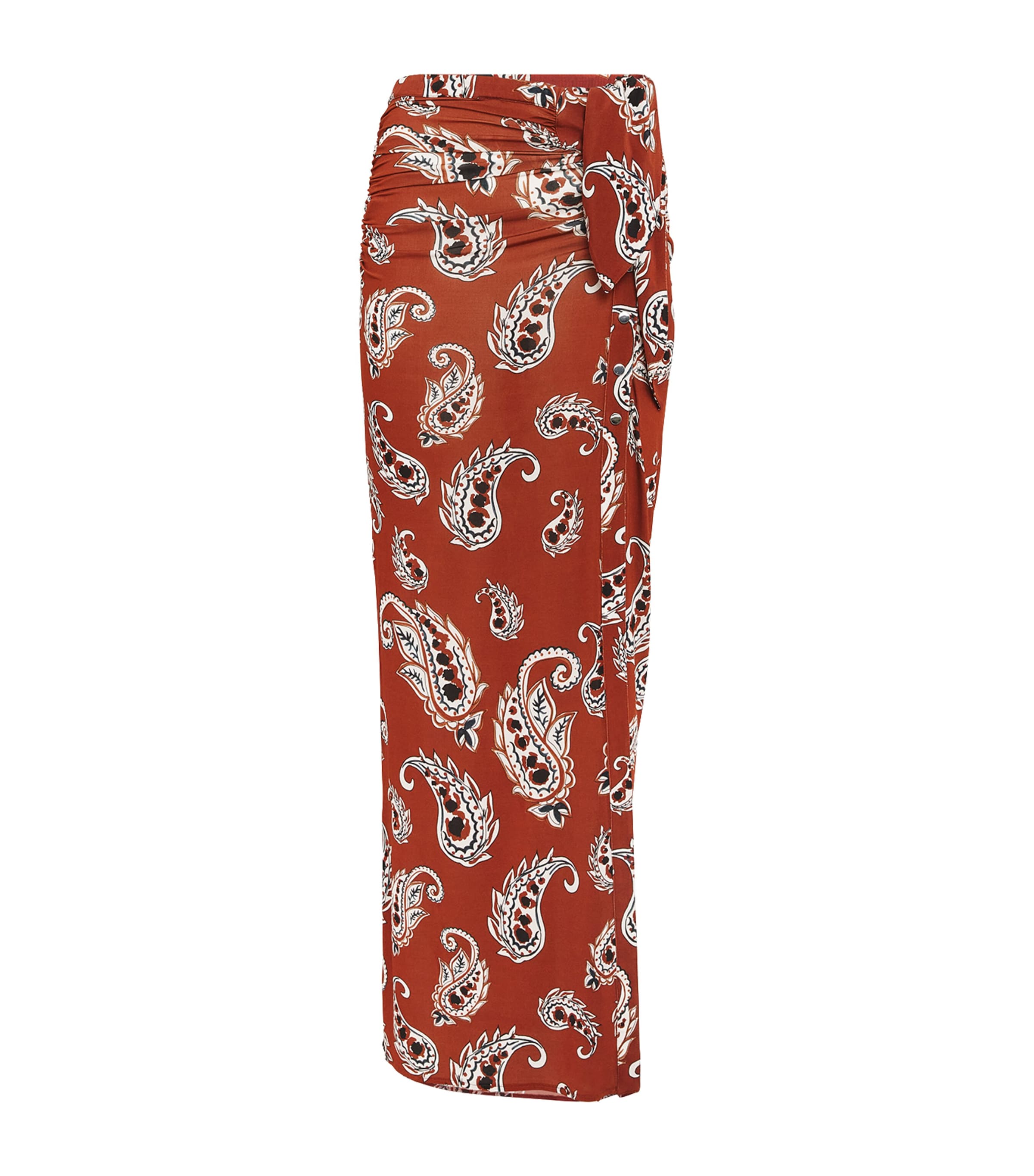 RABANNE RUCHED PAISLEY MAXI SKIRT 