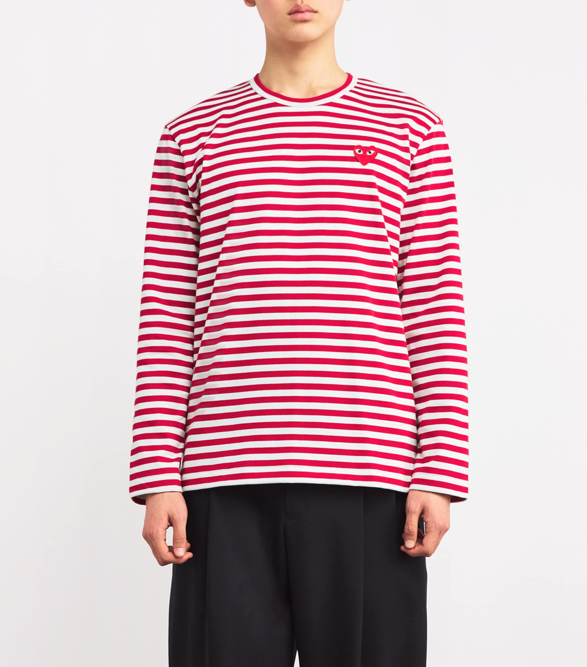 Striped Heart Logo T-Shirt RED/WHITE Image 3