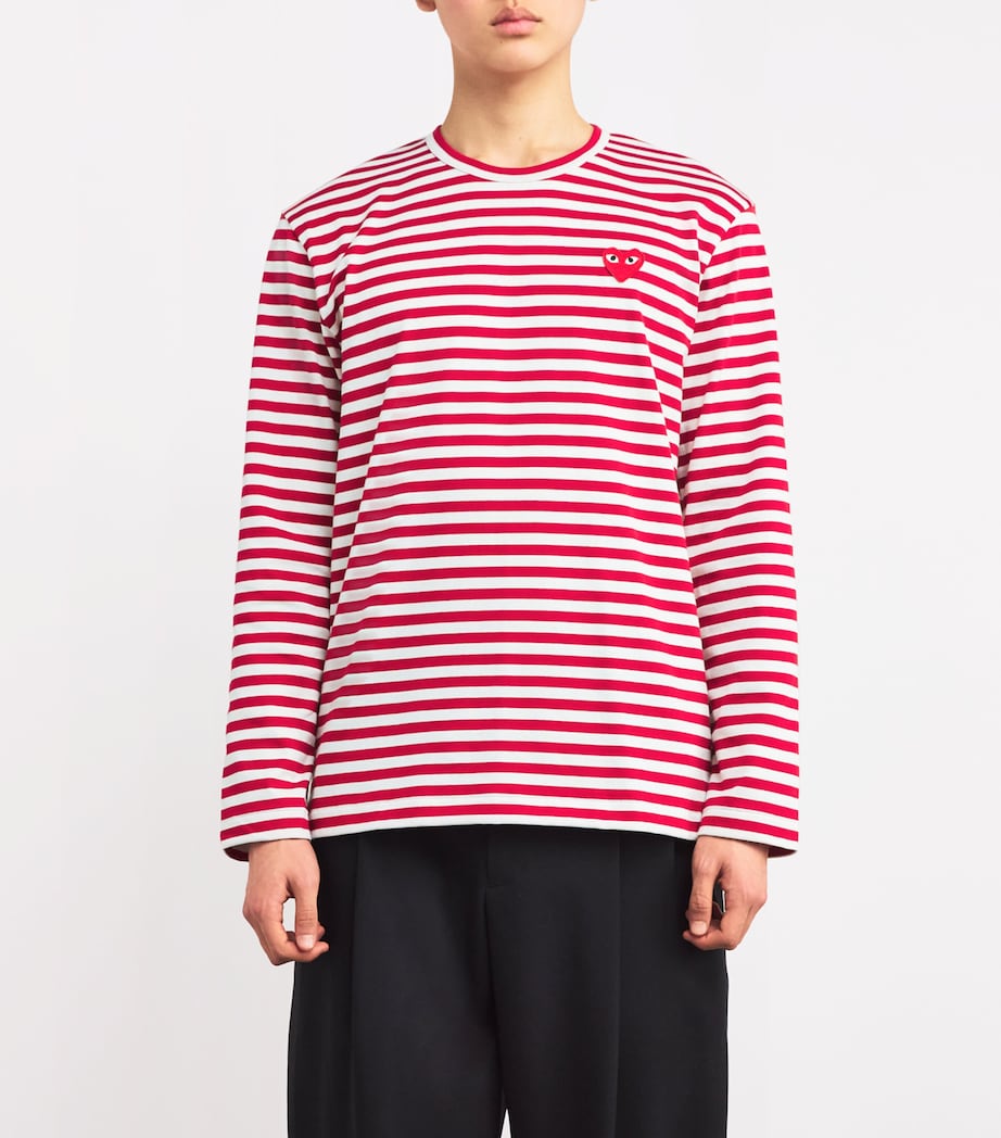 Striped Heart Logo T-Shirt RED/WHITE Image 3