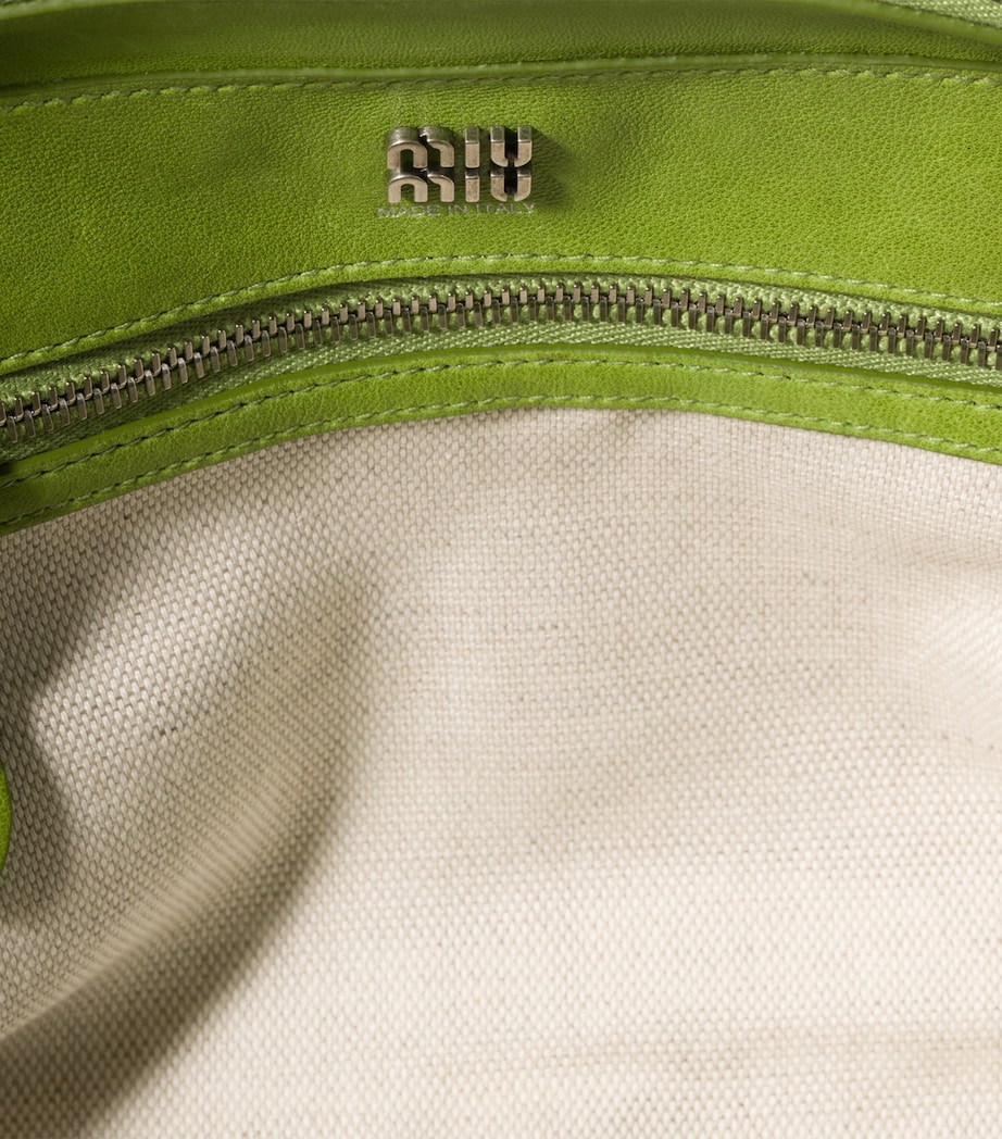Miu Miu Large Nappa Leather Vivant Top-Handle Bag Green Image 6
