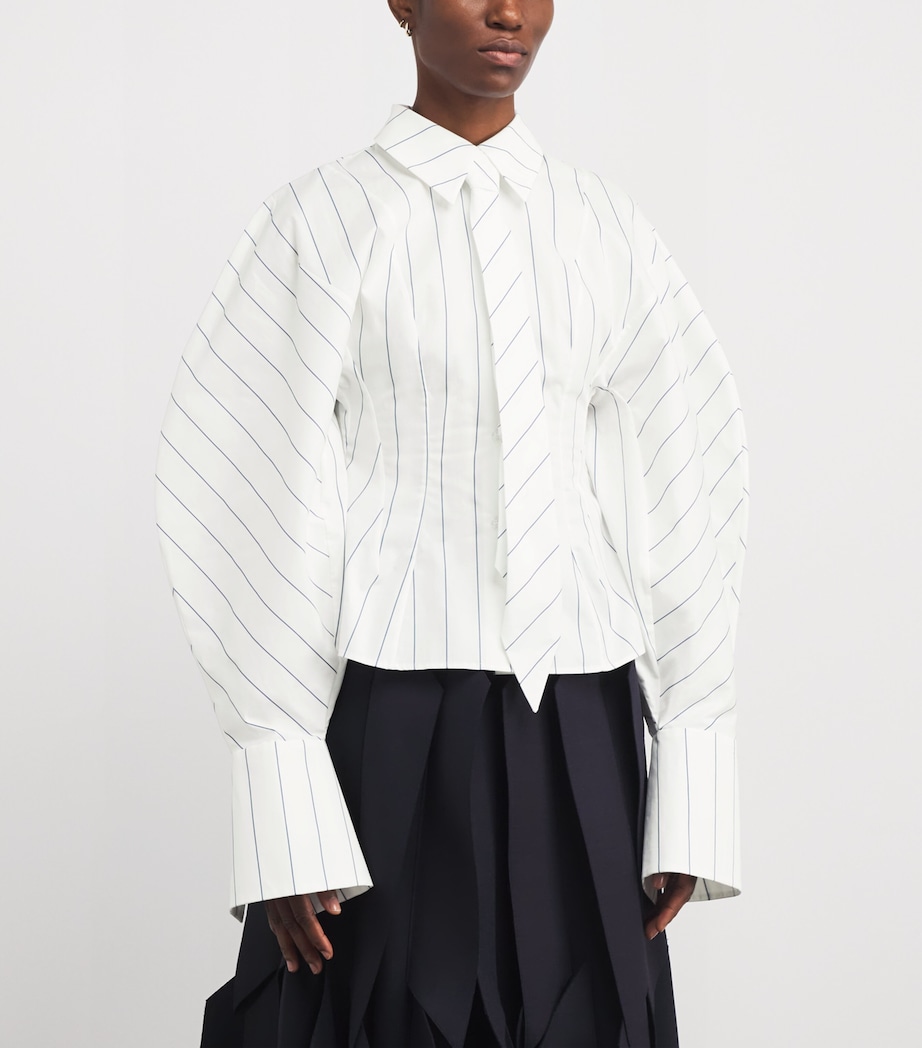 Cotton Poplin Striped Shirt WHITE STRIPE Image 3