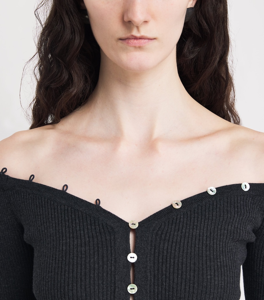 Wool-Blend Off-The-Shoulder Keaton Cardigan NOCTURNE Image 6