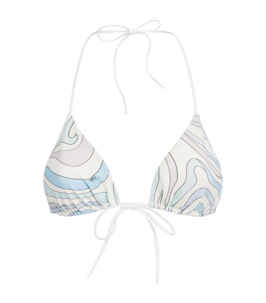 PUCCI Womens Marmo Print Triangle Bikini Top Light Blue Image 1