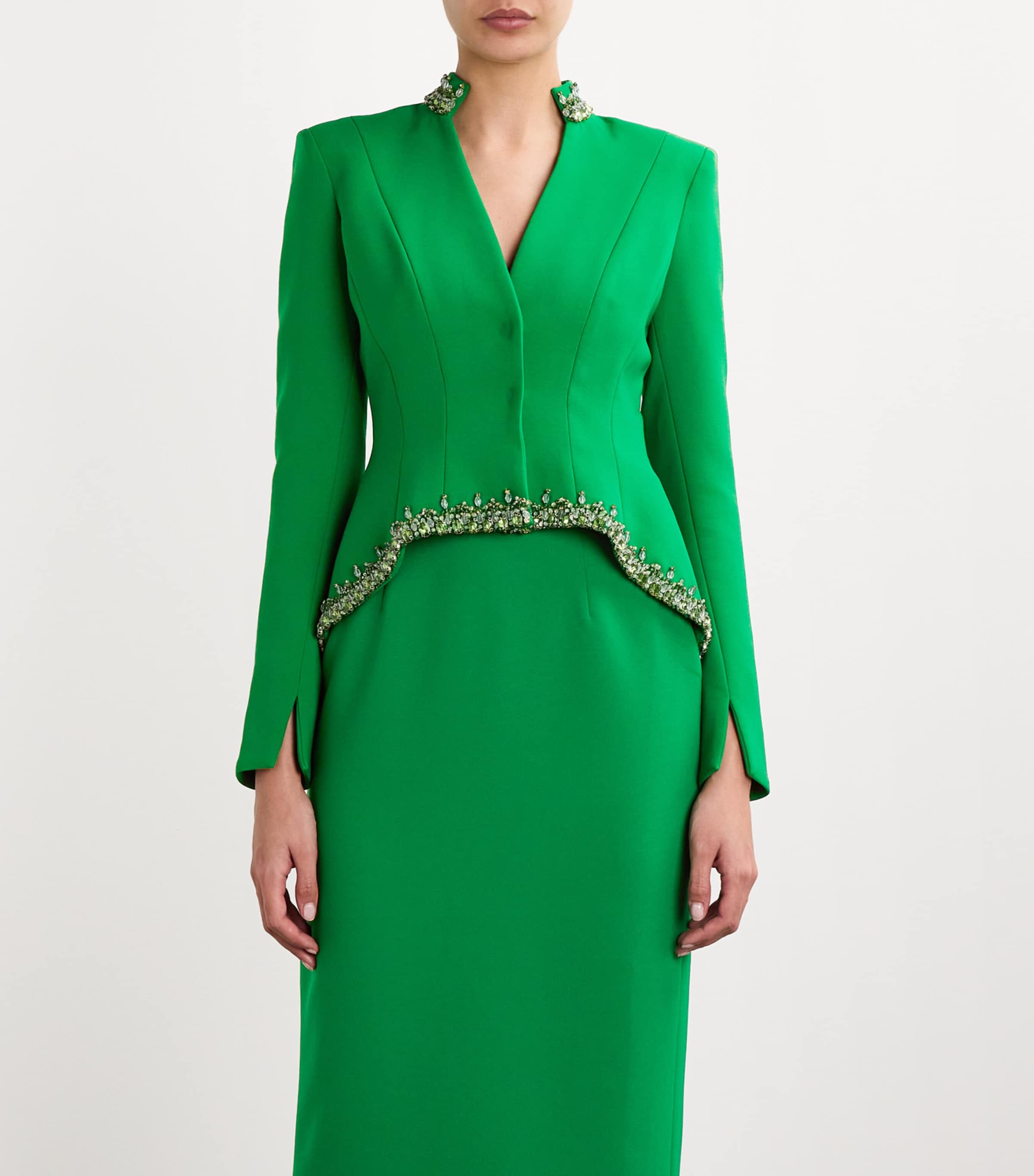 SABINA BILENKO Womens Embellished Corset Jacket Green Image 3