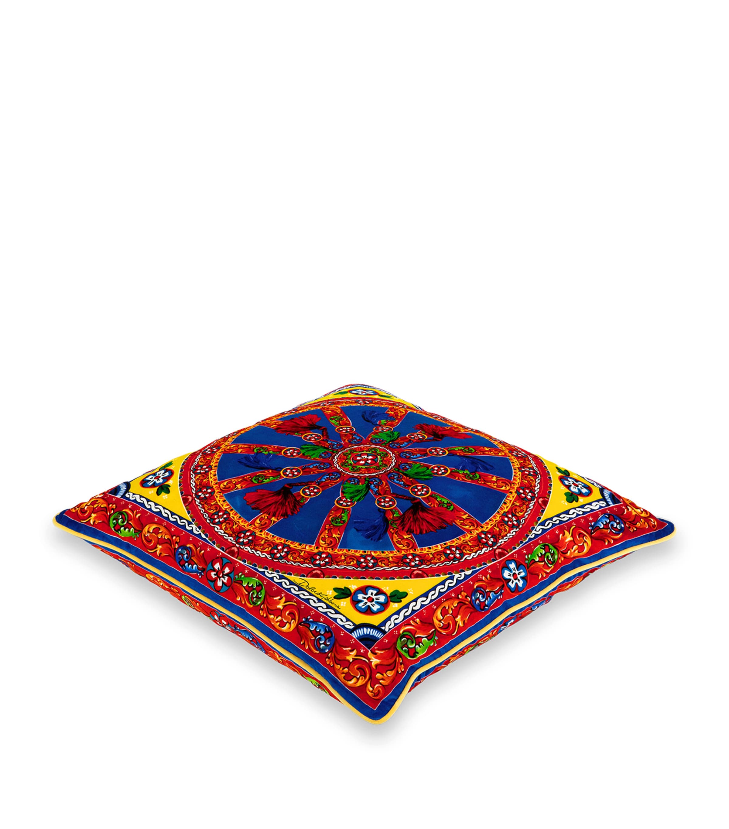 Dolce&Gabbana Casa Silk Twill Cushion (60cm x 60cm) Carretto Multi Image 2