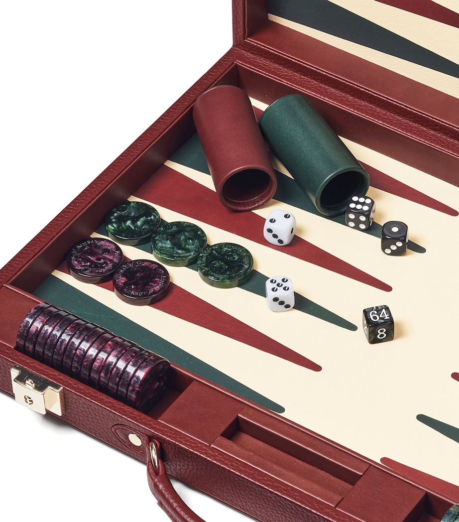 17-Inch Pebble-Effect Leather Backgammon Set MERLOT Image 6