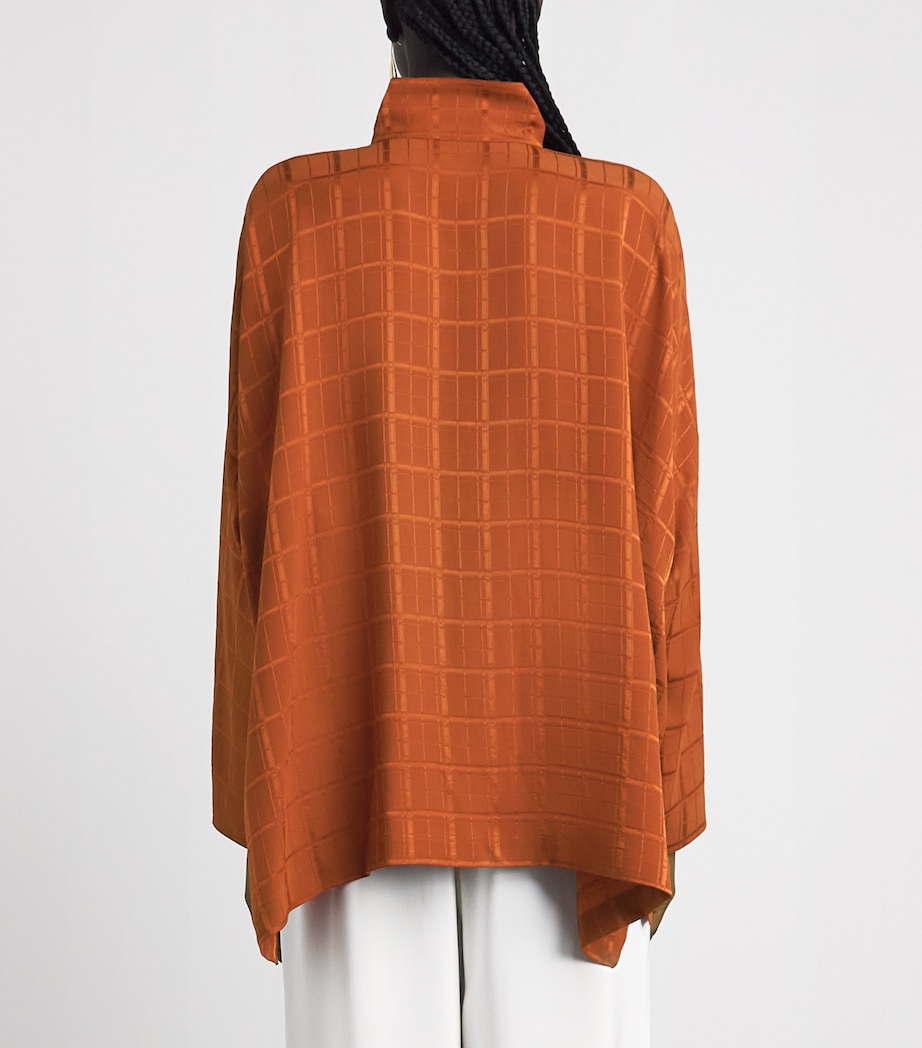 Eskandar Womens Silk Double-Stand Collar Shirt Rust Image 5