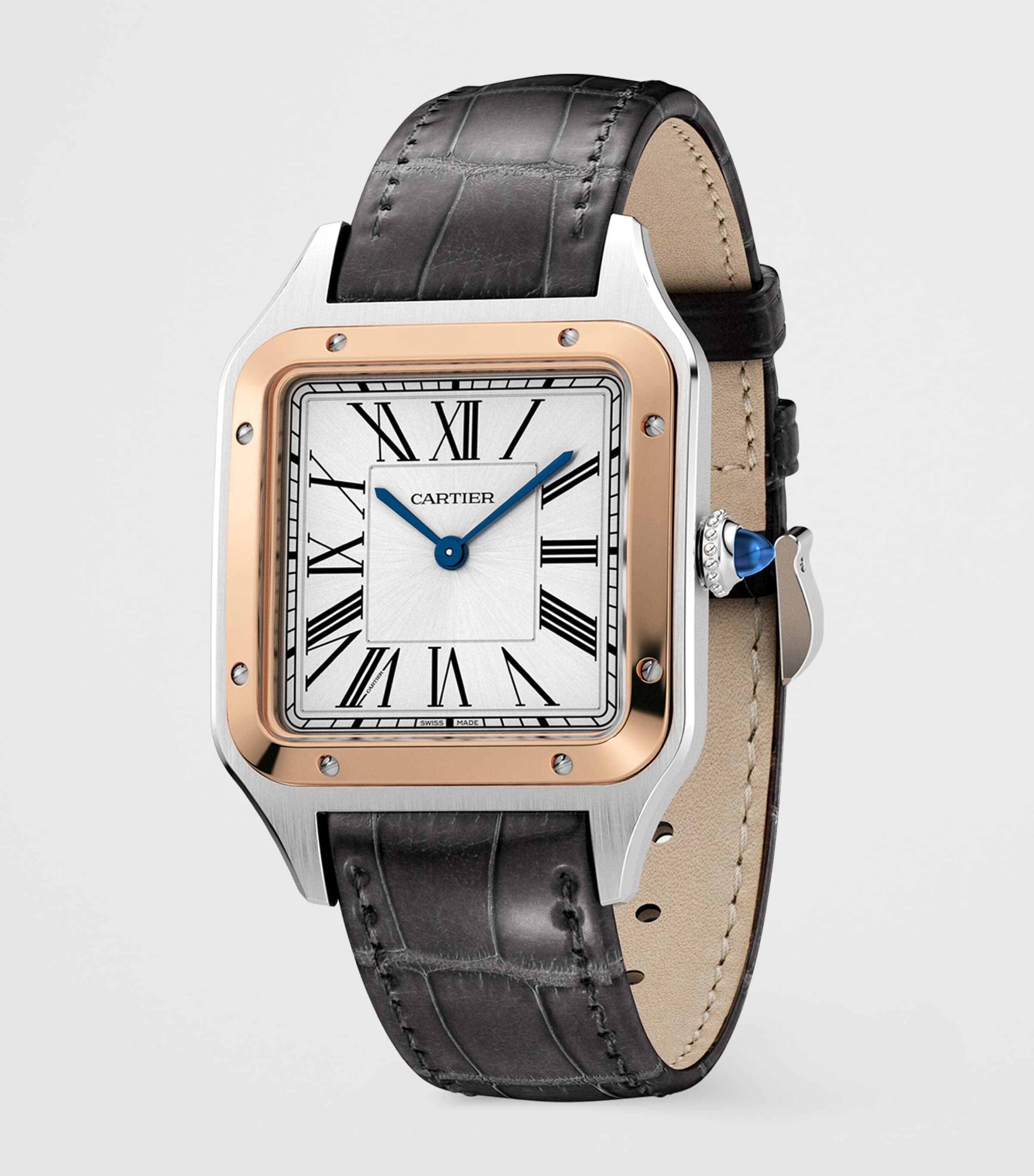 Large Rose Gold and Sapphire Santos-Dumont Watch 31.4mm ROSE GOLD Image 3