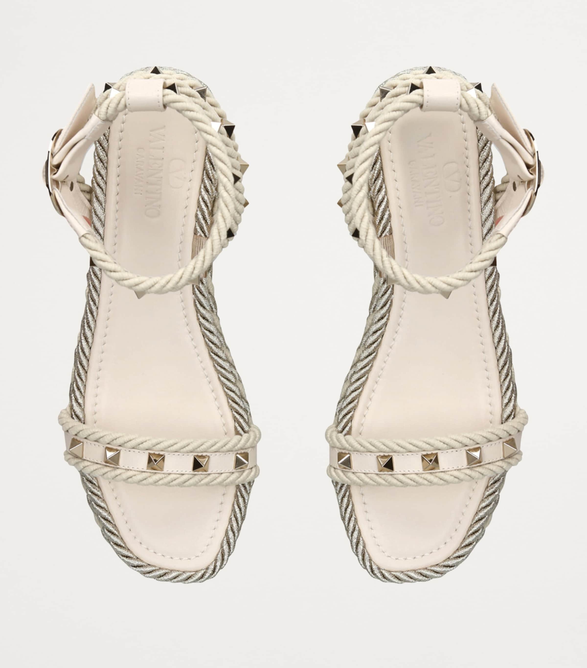 Leather Rockstud Espadrille Sandals 45 WINTER WHT Image 4
