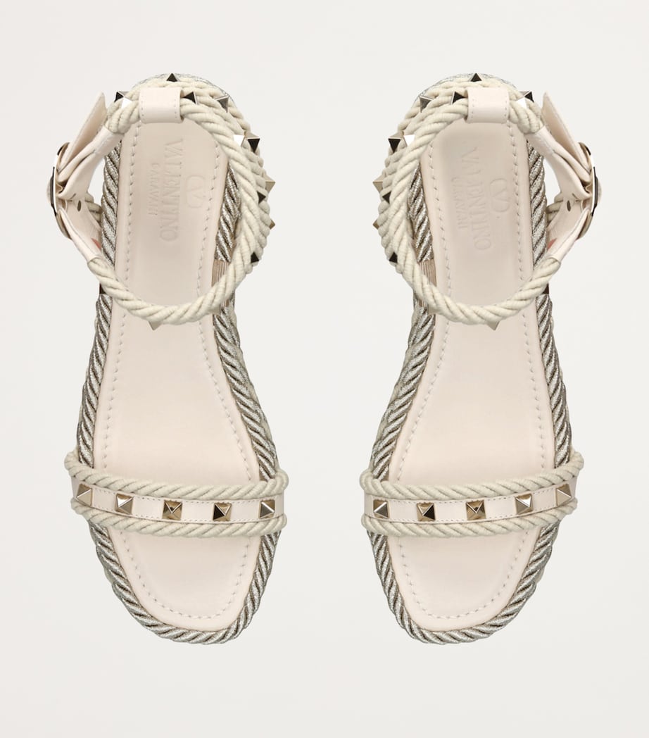 Leather Rockstud Espadrille Sandals 45 WINTER WHT Image 4