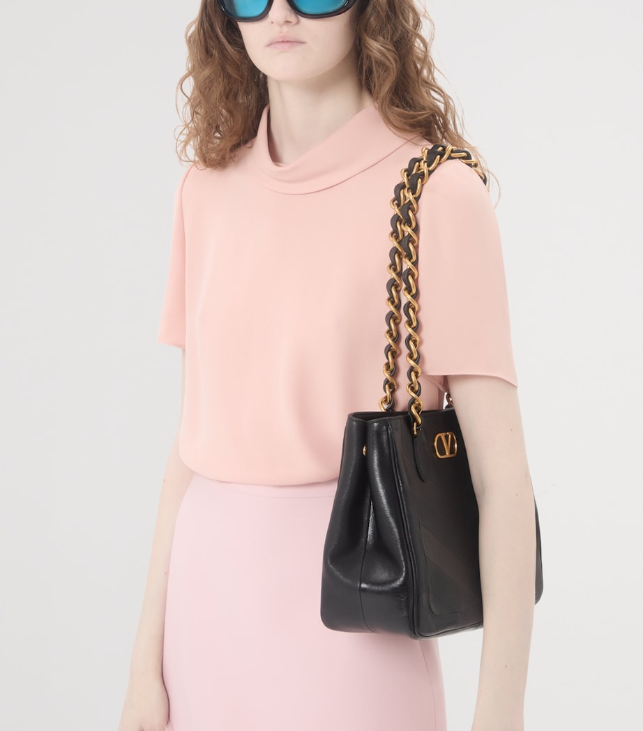 Valentino Womens Silk Layered Collar T-Shirt Image 6