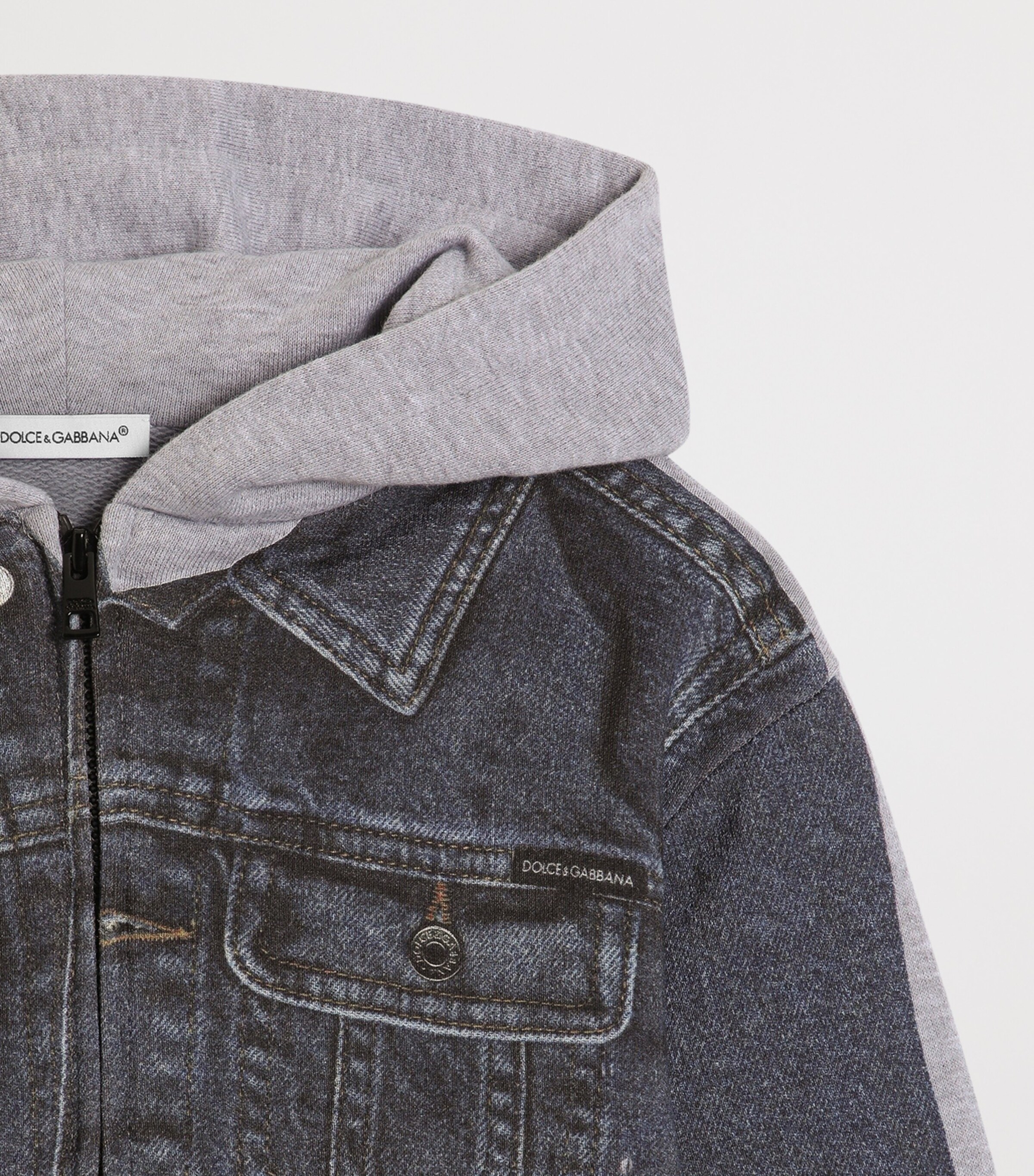 Dolce&Gabbana Kids Denim Print Zip-Up Hoodie (8-12+ Years) Combined Colou Image 3