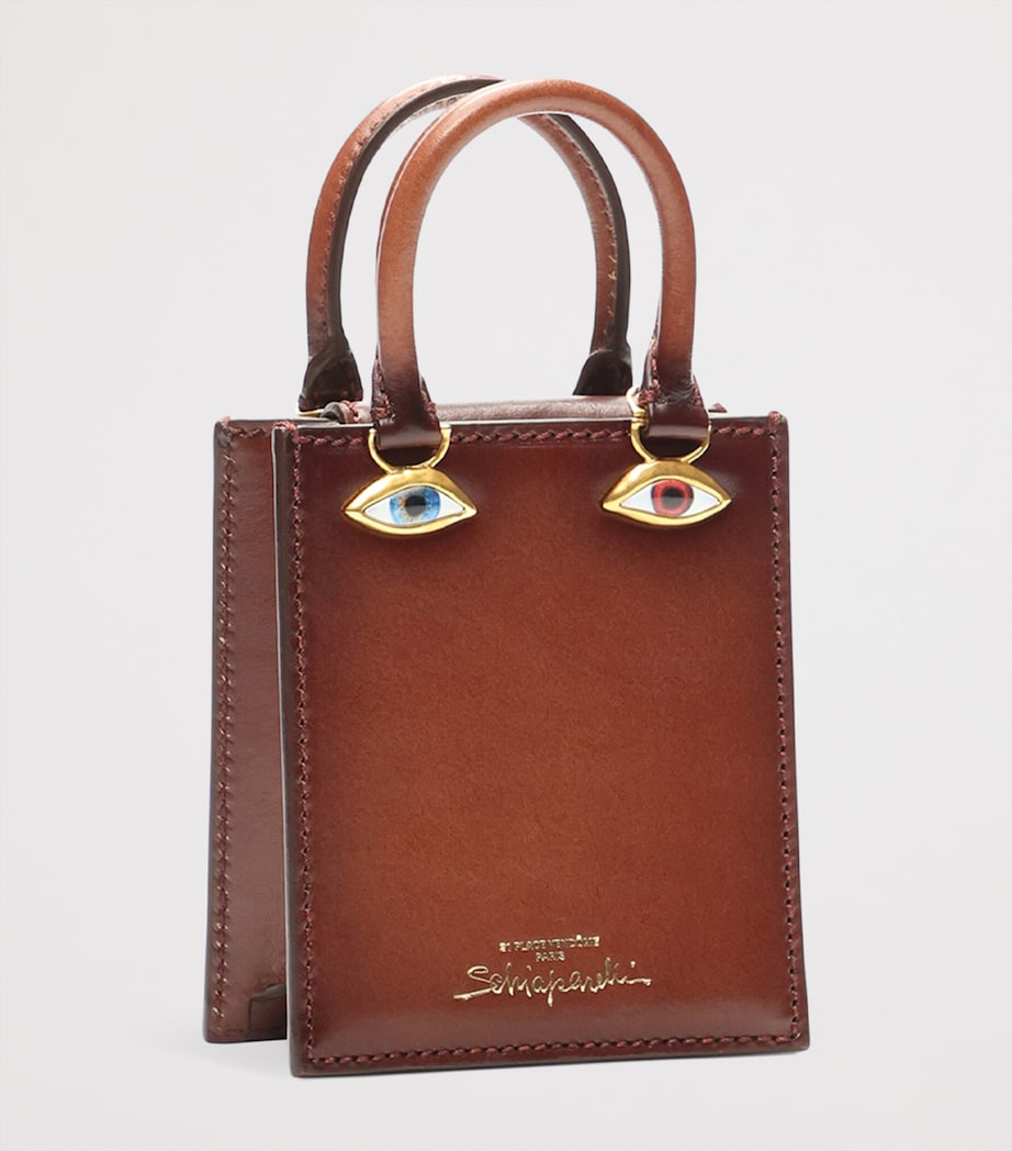 Schiaparelli Micro Leather Face Top-Handle Bag Cognac Image 4