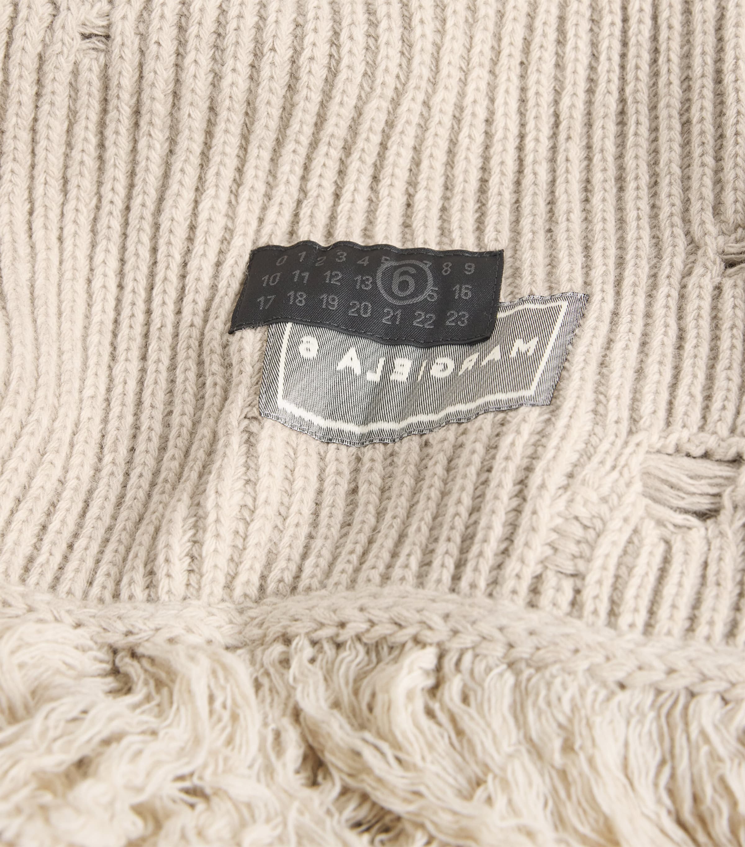 【関税込み】Scarf - MM6 Maison Margiela - Wool - Beige MM6 Maison Margiela Wool-Blend Distressed Scarf | Harrods DK