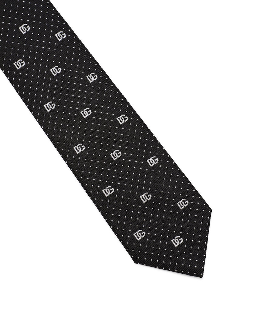 Silk Logo Tie N0004-BLACK/WHITE Image 3