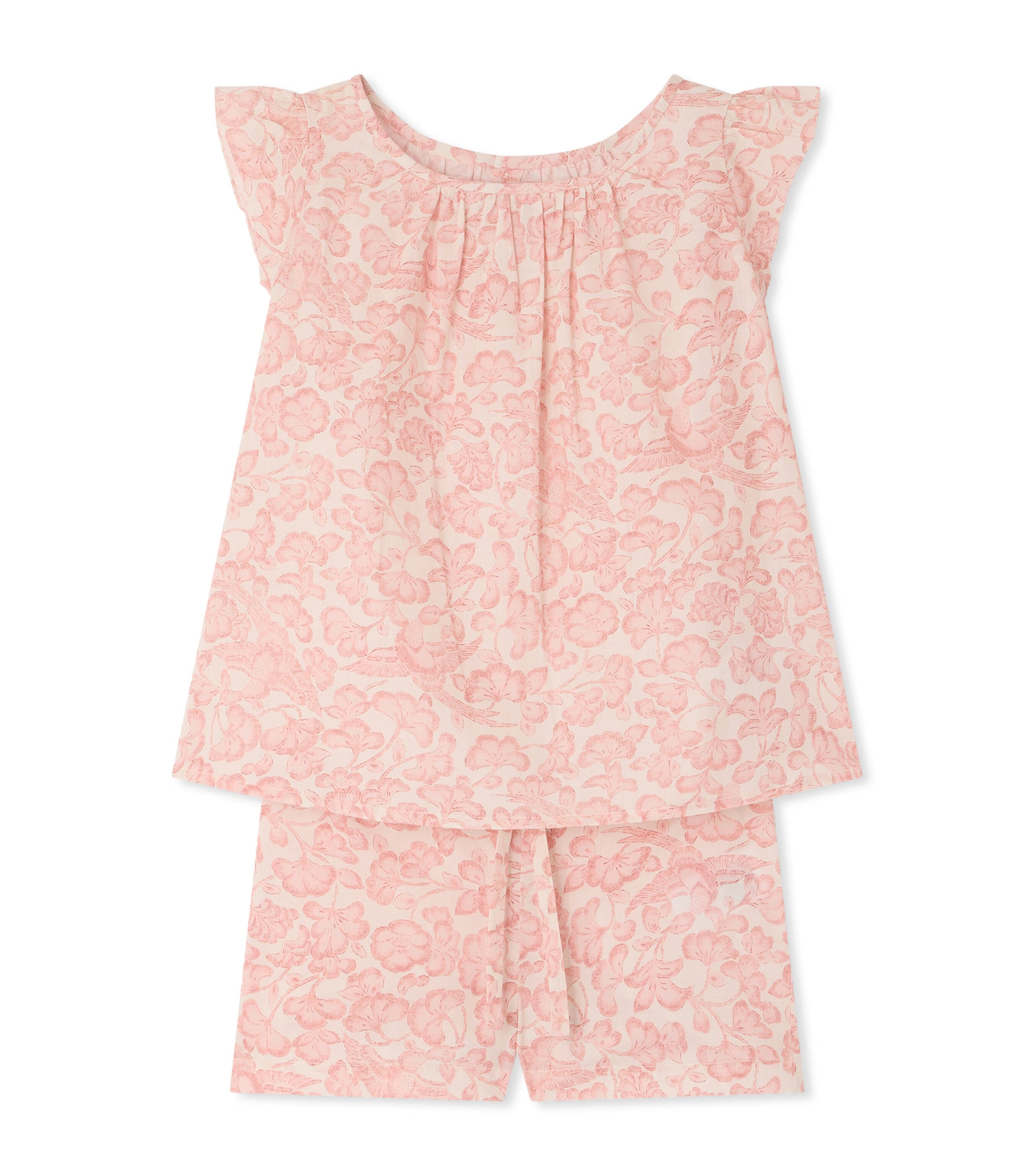 Bonpoint Cotton Floral Pyjama Set (10-14 Years) Fl Beige Rose Image 1
