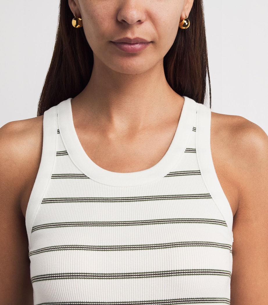 Vince Womens Rib-Knit Stripe Tank Top Herb Combo Image 3