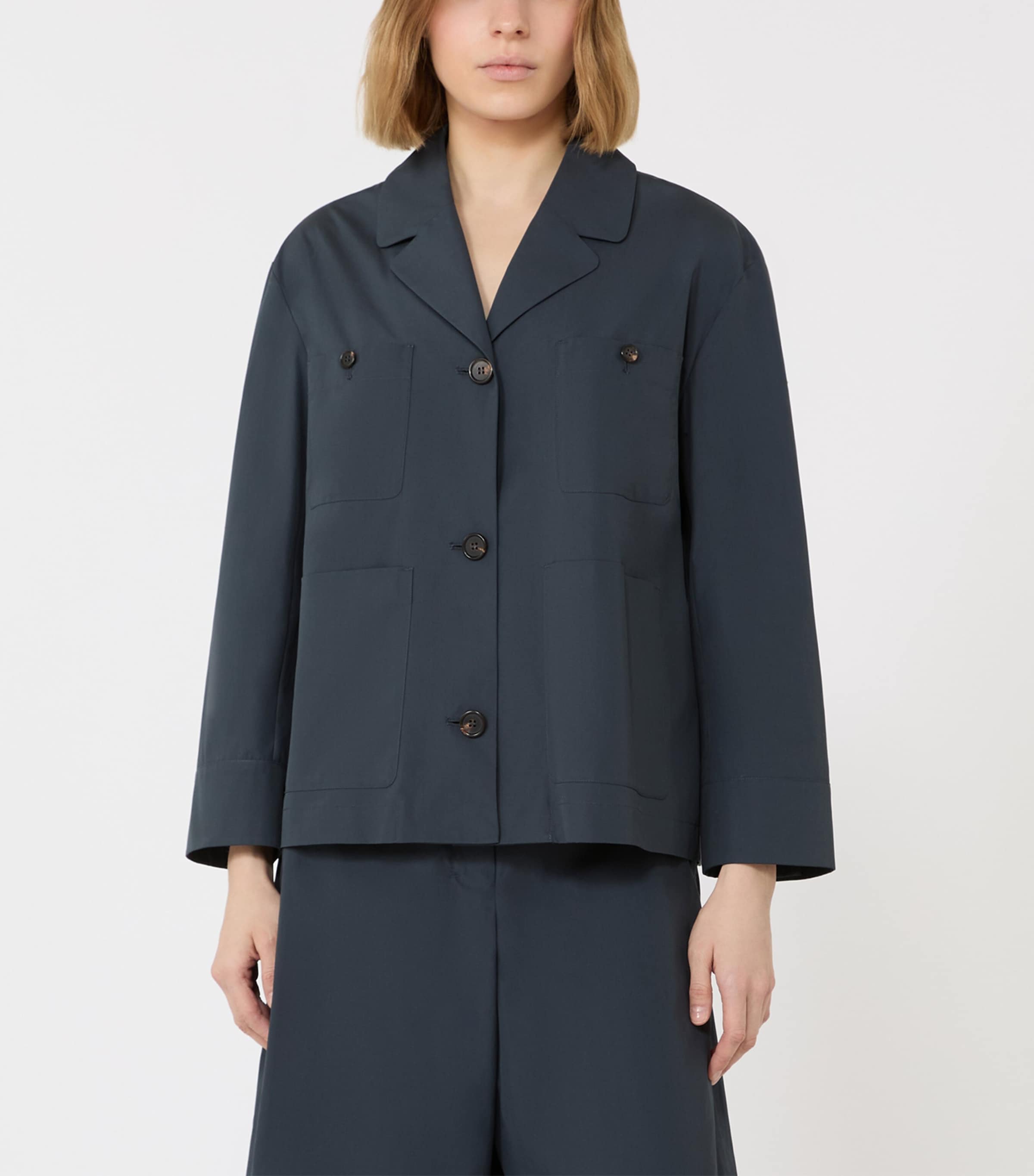 Max Mara Womens Cotton Pocket-Detail Shacket Ultramarine Image 3