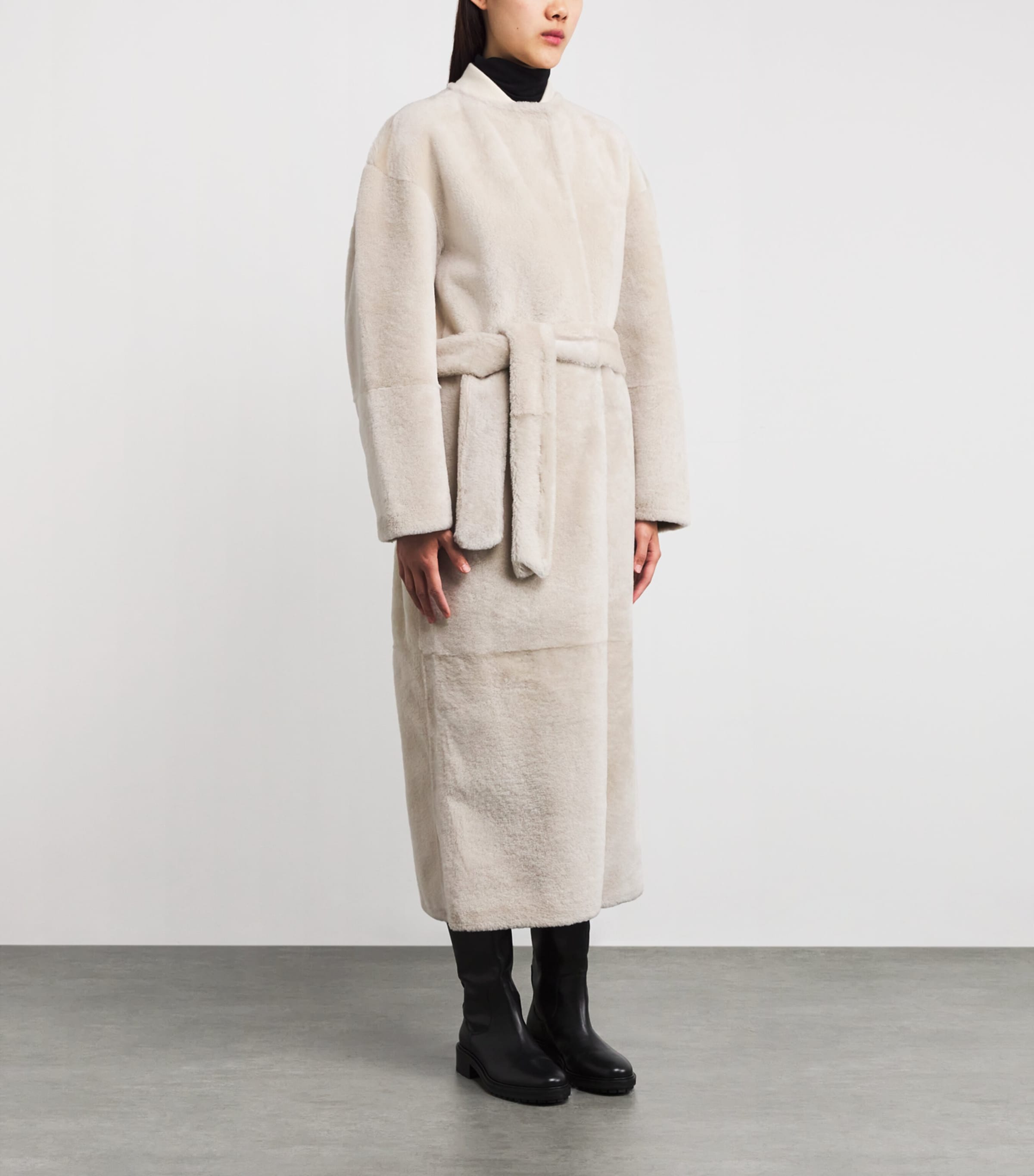 Shearling Shea Belted Coat VANILLA Image 3
