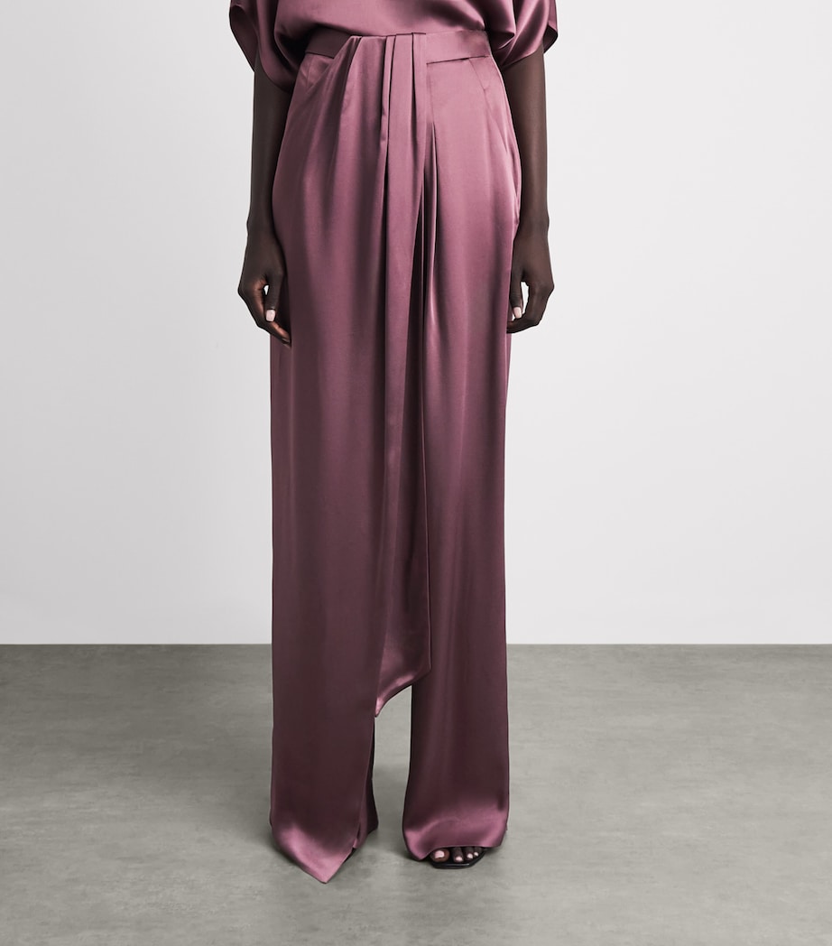 LAPOINTE Womens Satin Wide-Leg Trousers Dark Mauve Image 4