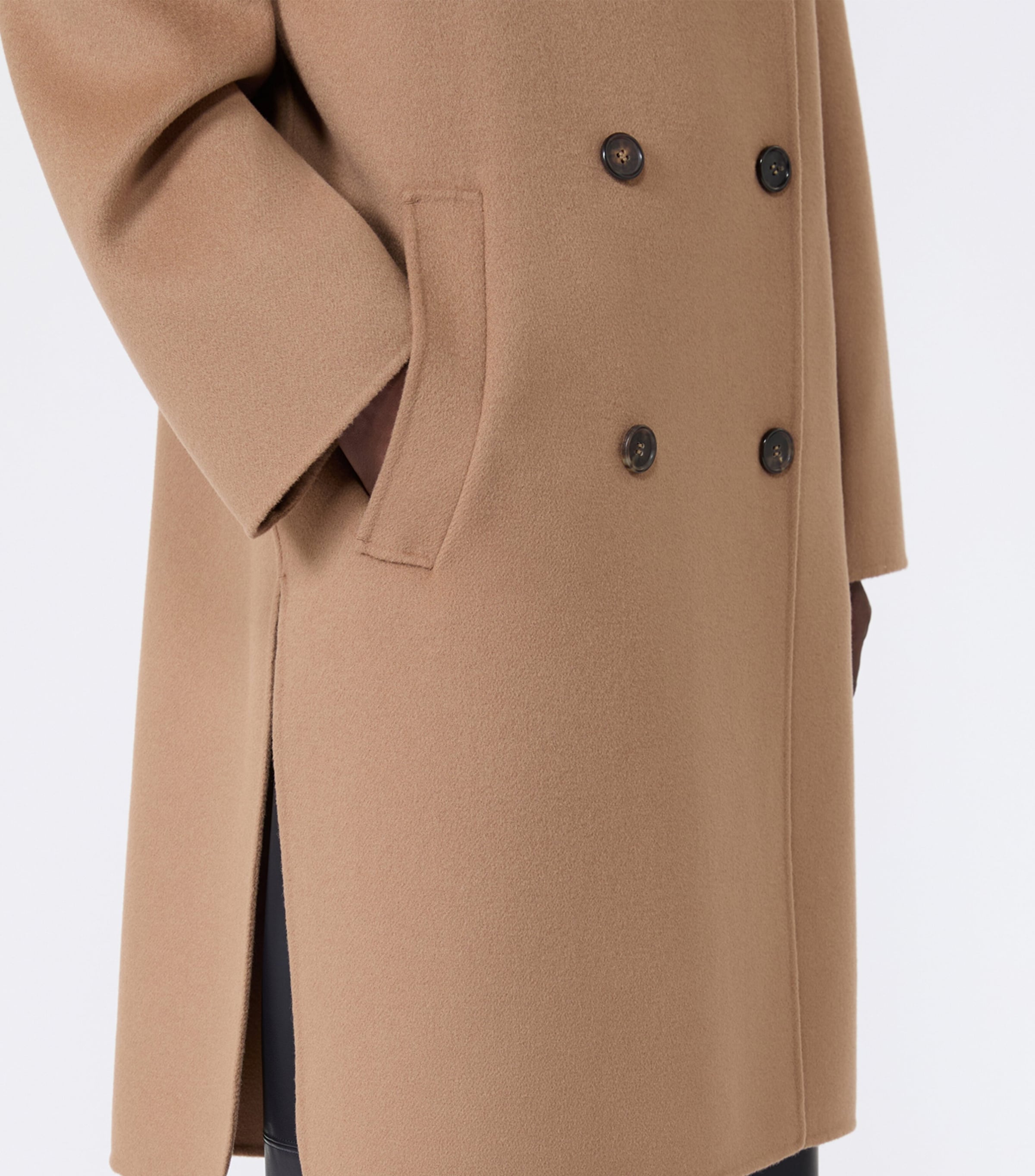 Max Mara Womens Virgin Wool Double Breasted Coat Camel Image 5