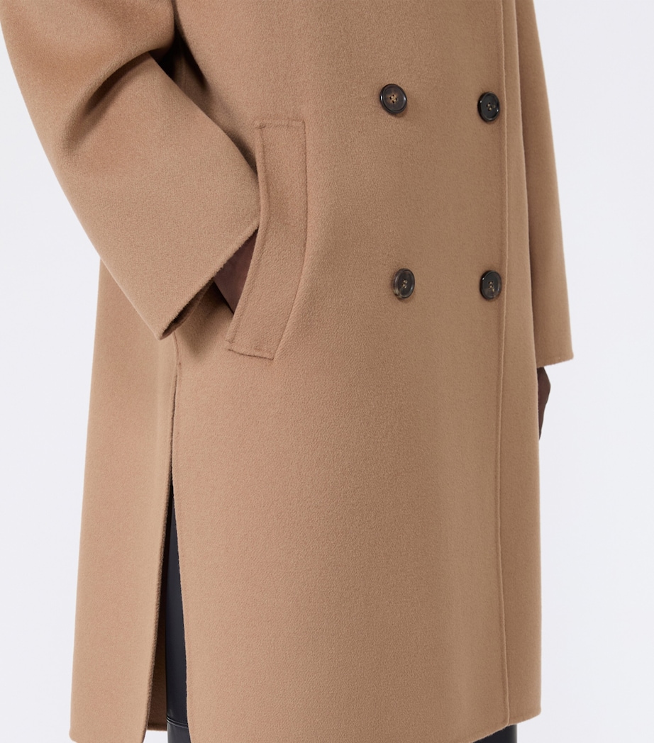 Max Mara Womens Virgin Wool Double Breasted Coat Camel Image 5