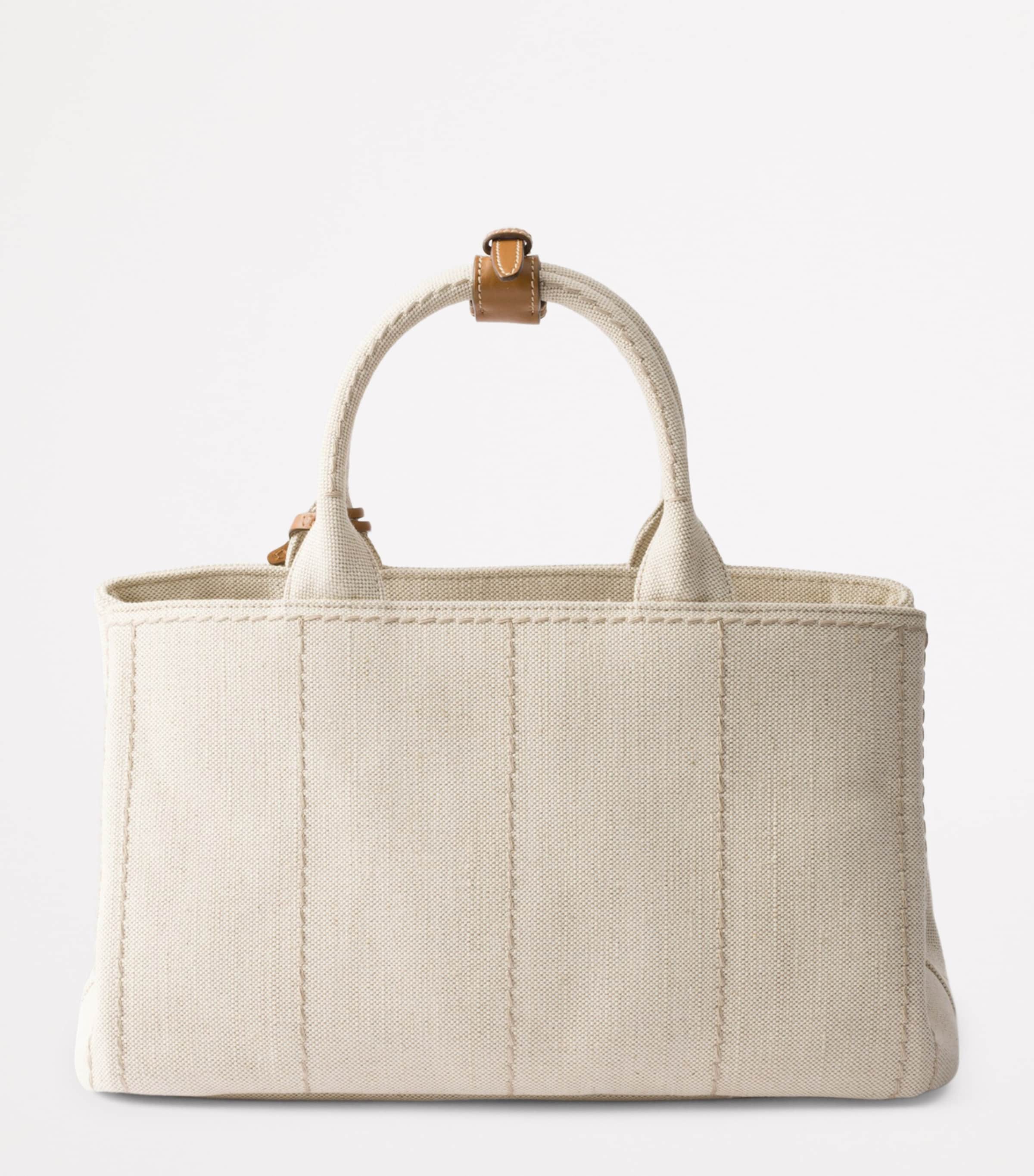 Prada Large Cotton-Linen Top-Handle Bag Image 3