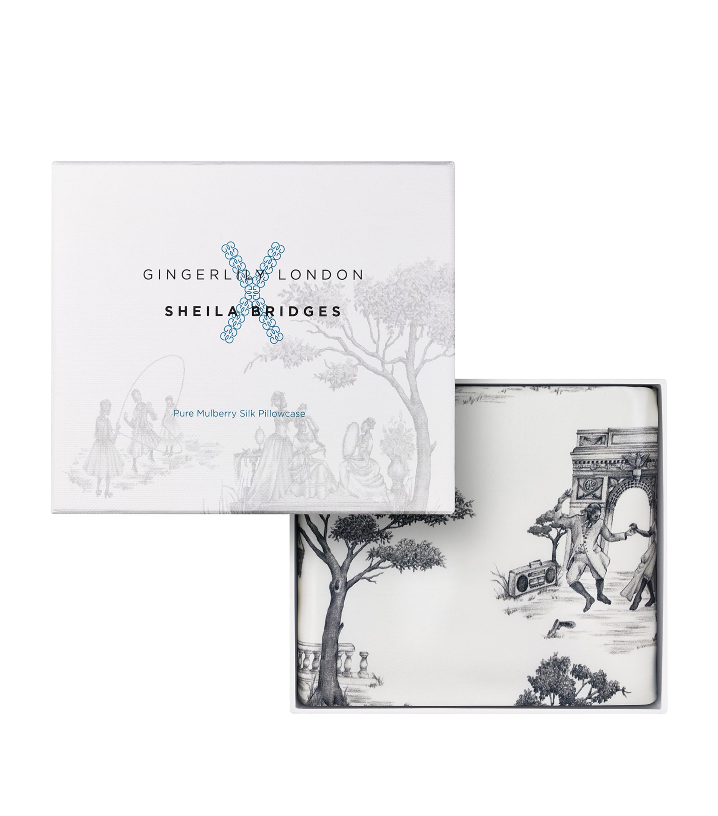Gingerlily x Sheila Bridges Silk Harlem Toile Pillowcase (50cm x 75cm) Ivory Image 3
