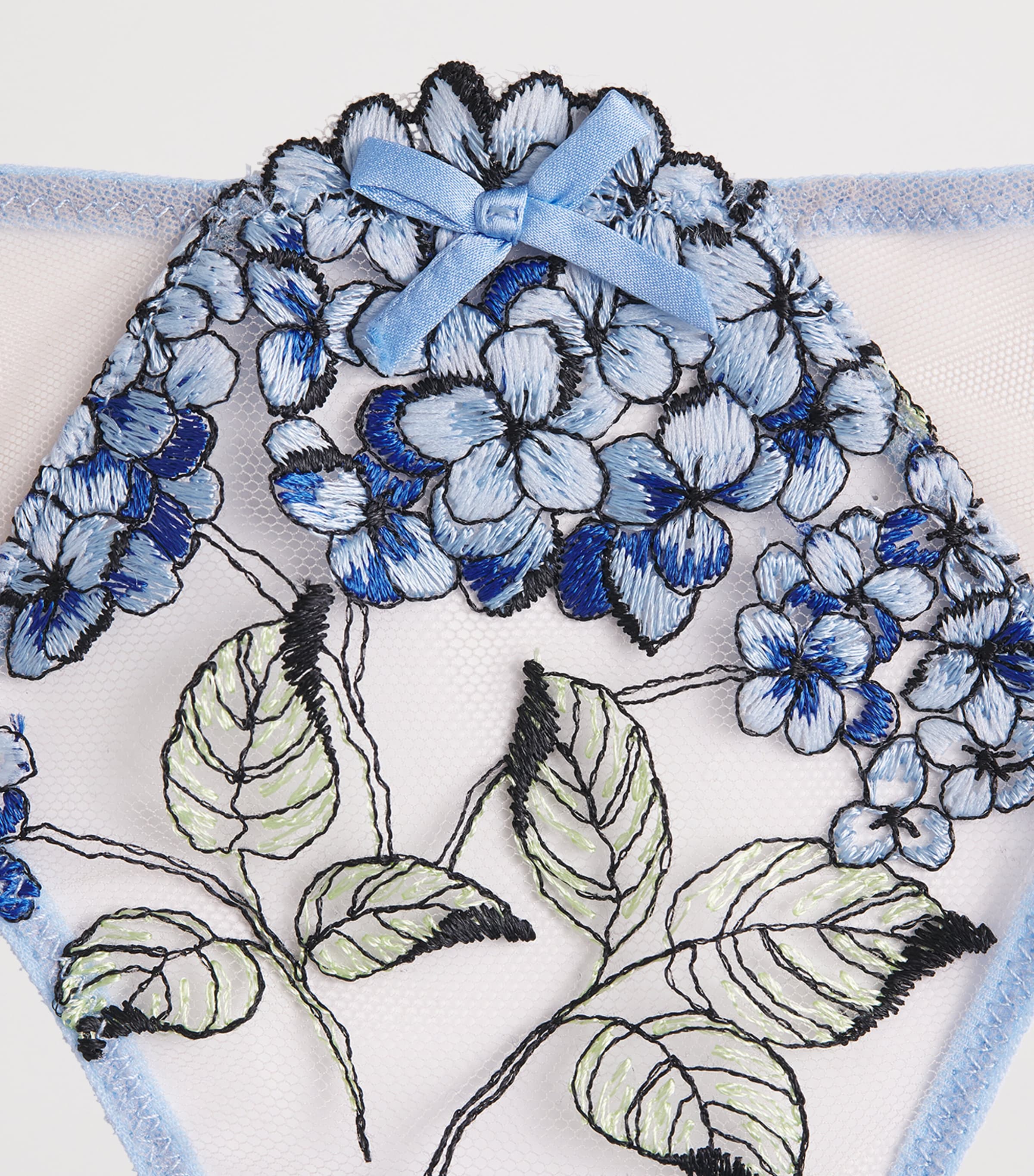 Fleur Du Mal Womens Embroidered Hydrangea Briefs Petal Blue Image 4