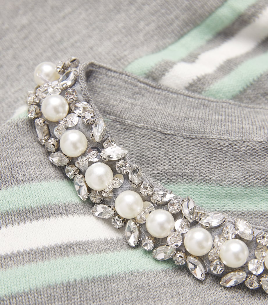 Crystal-Embellished Stripe T-Shirt GREY Image 5