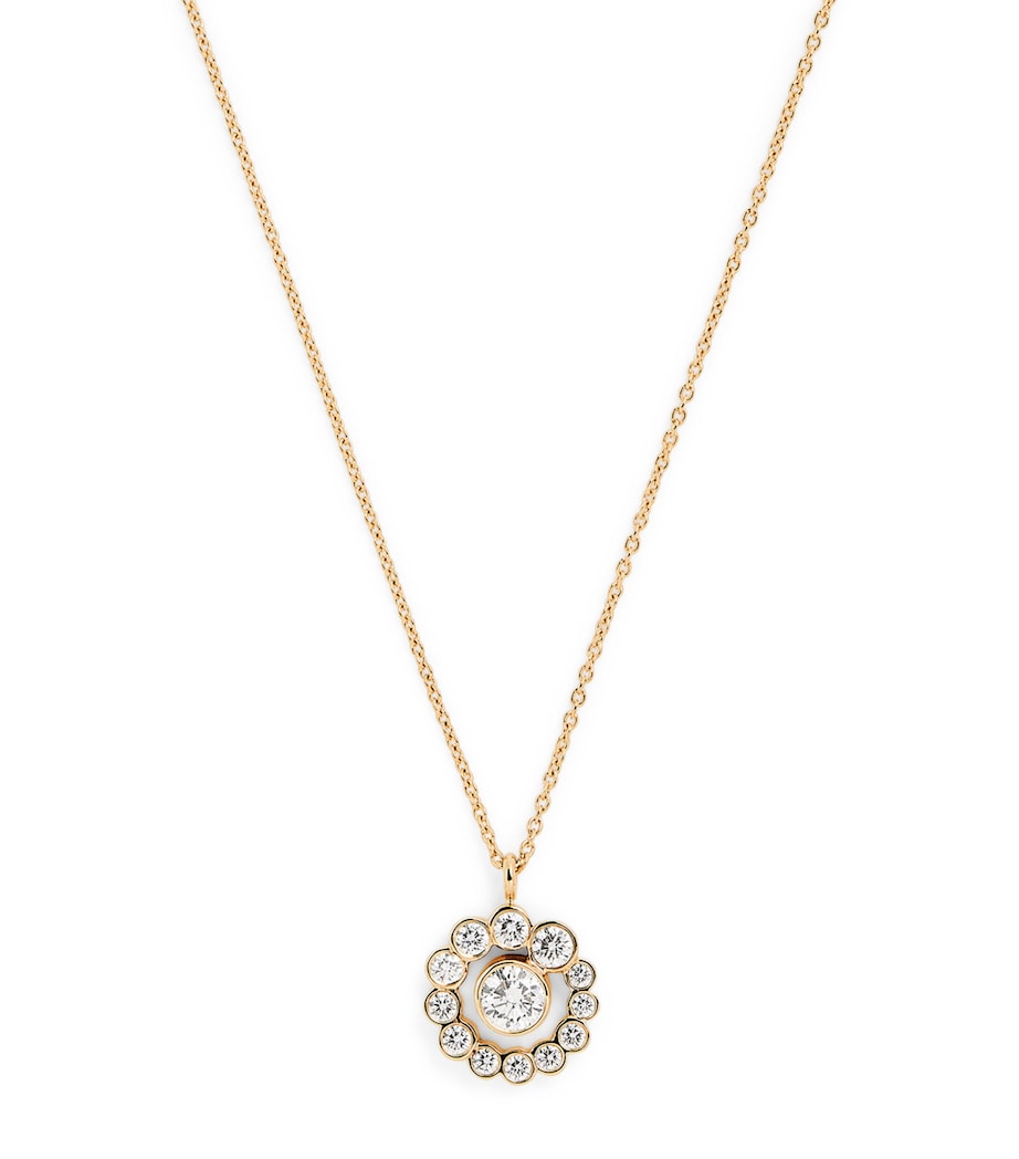 Yellow Gold and Diamond Lily Fleur Simple Necklace YELLOW GOLD Image 1