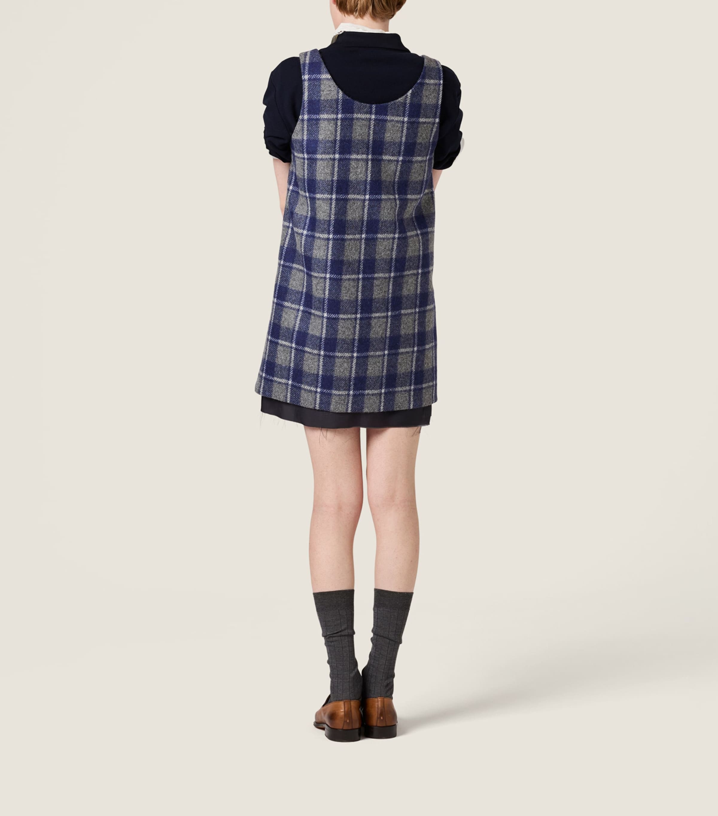 Wool Check Mini Dress F0GBN Image 3