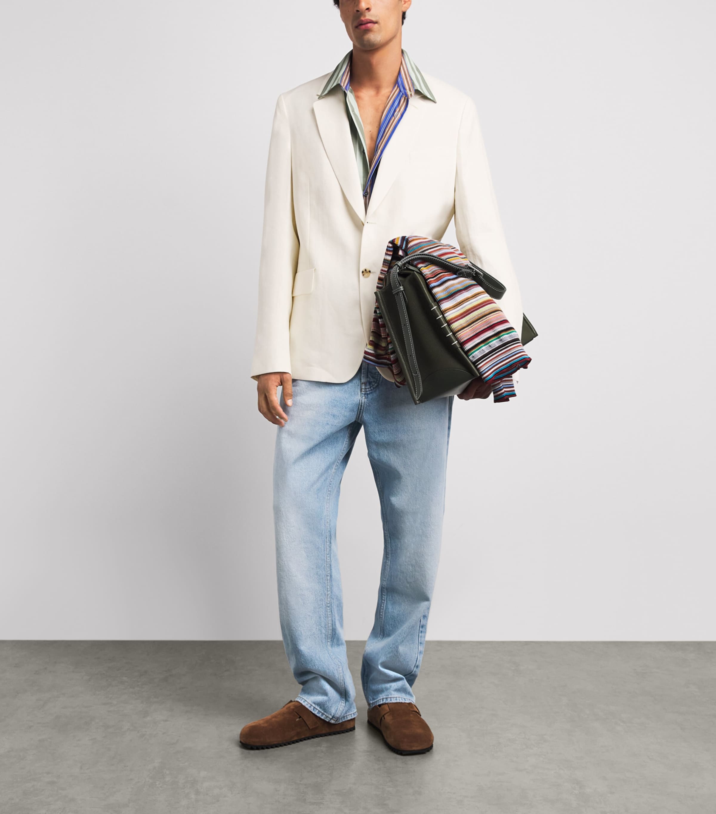 Paul Smith Mens Linen Single-Breast Blazer White Image 2