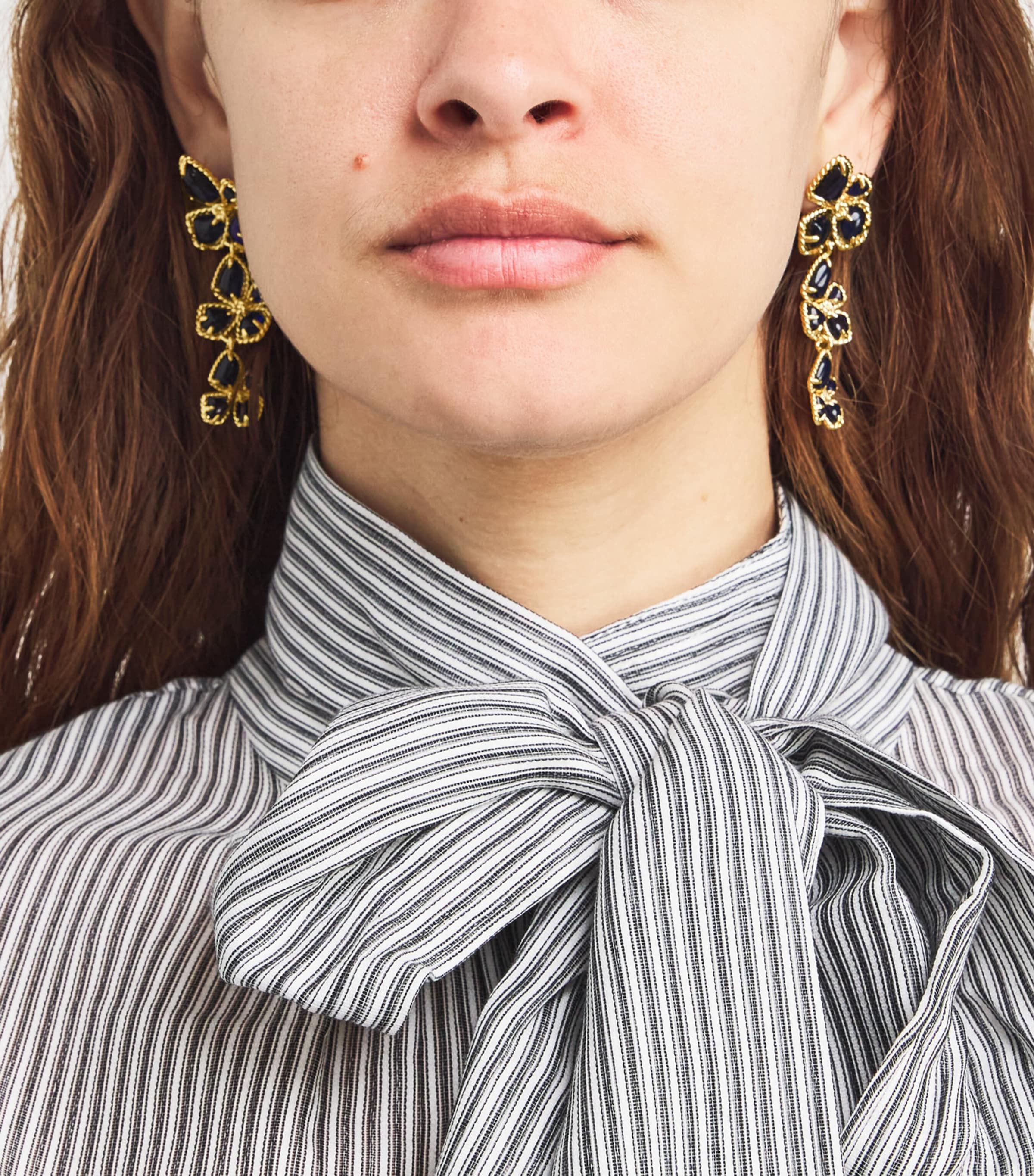 Large Bloom Dangle Earrings GOBLU/GOLD/BLUE Image 2