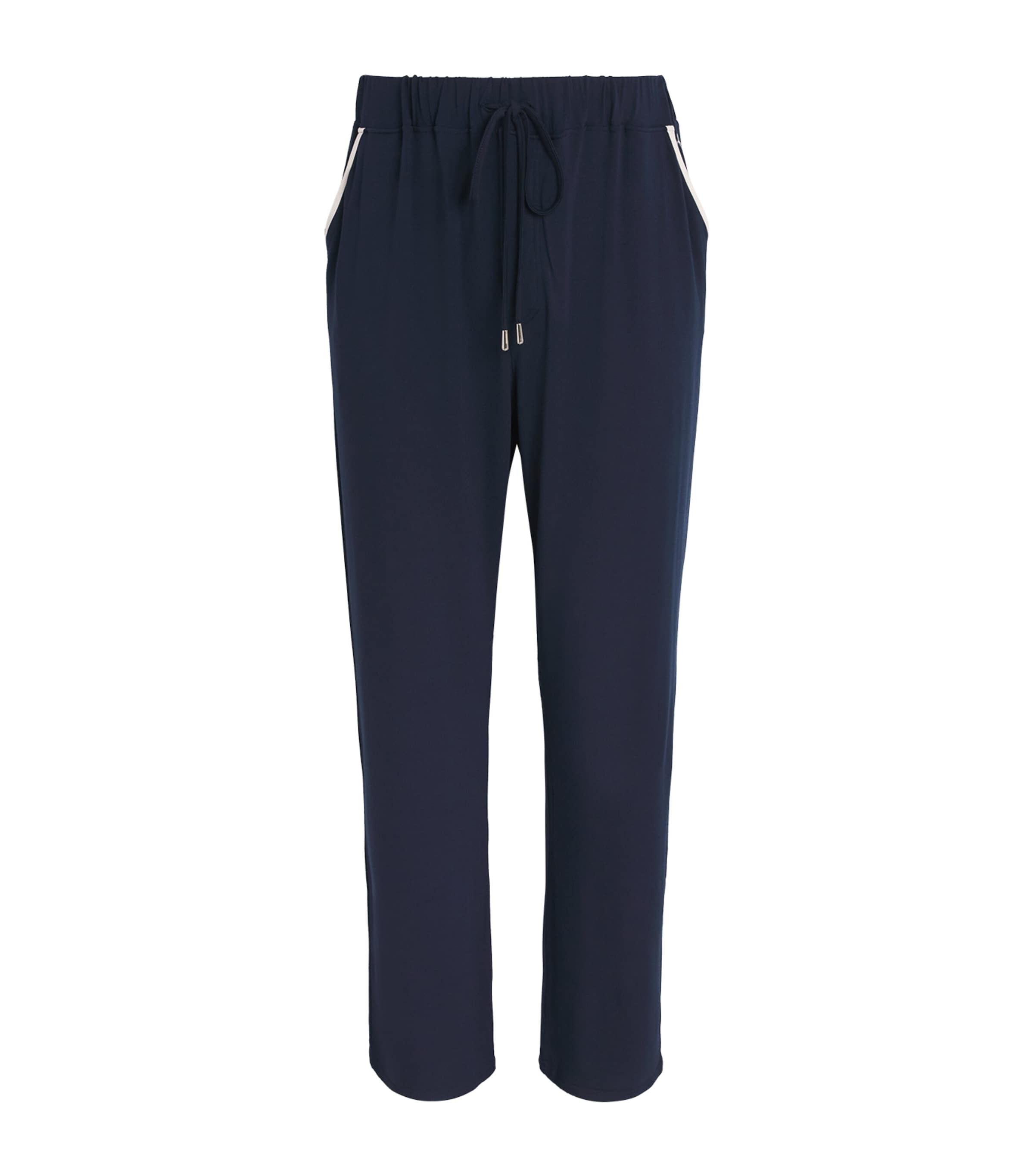 Homebody Contrast-trim Drawstring Sweatpants In Blue